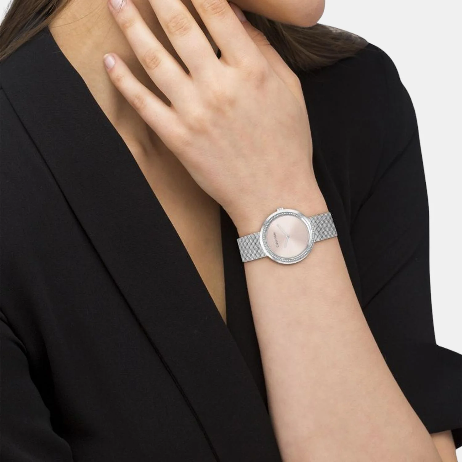 Twisted Bezel Women Quartz Pink Dial Analog Stainless Steel Watch 25200149 - Image 4