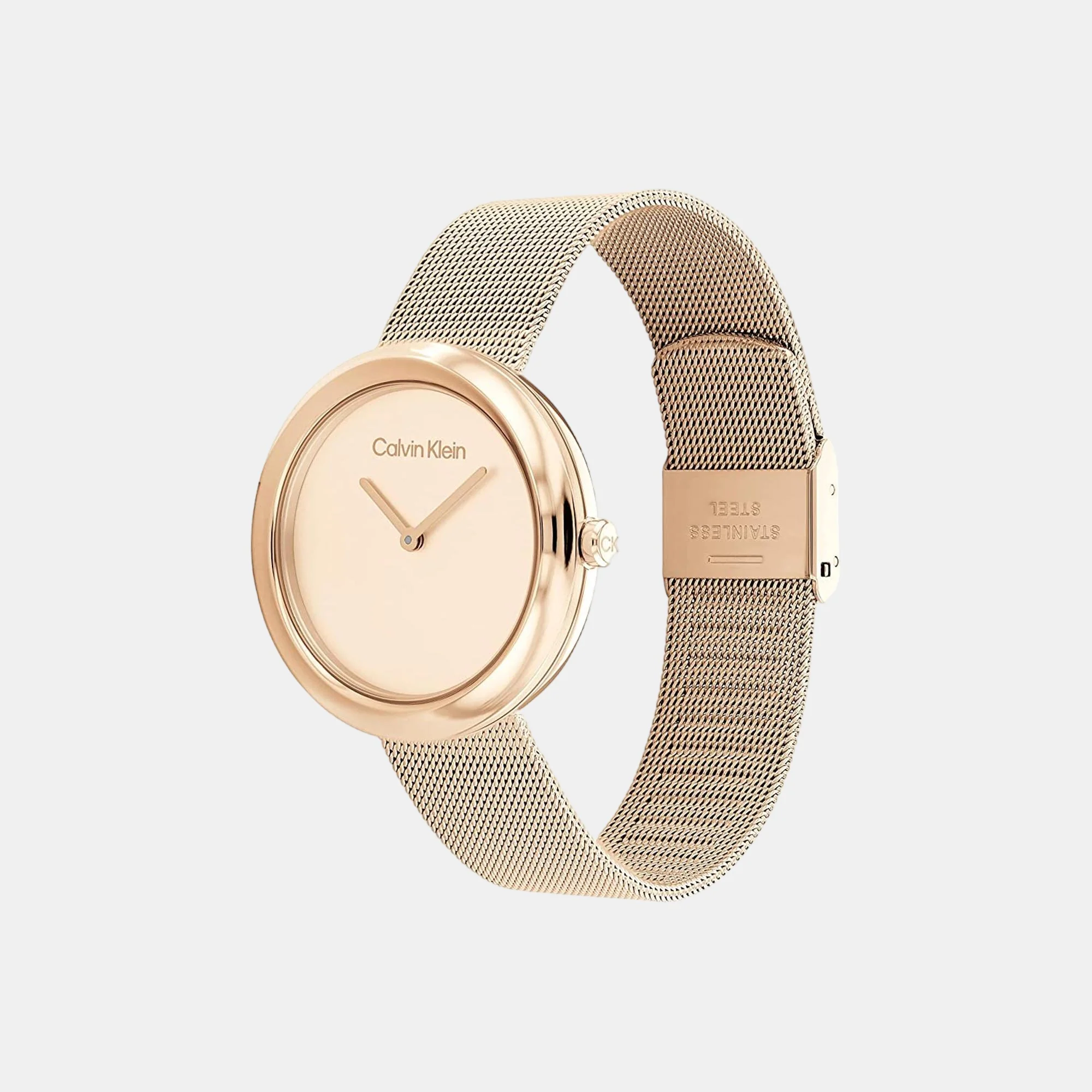 Twisted Bezel Women Quartz Rose Gold Dial Analog Stainless Steel Watch 25200013 - Image 3