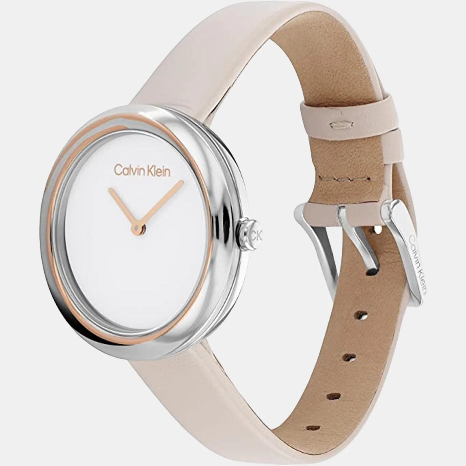 Twisted Bezel Women Quartz White Dial Analog Stainless Steel Watch 25200094 - Image 2