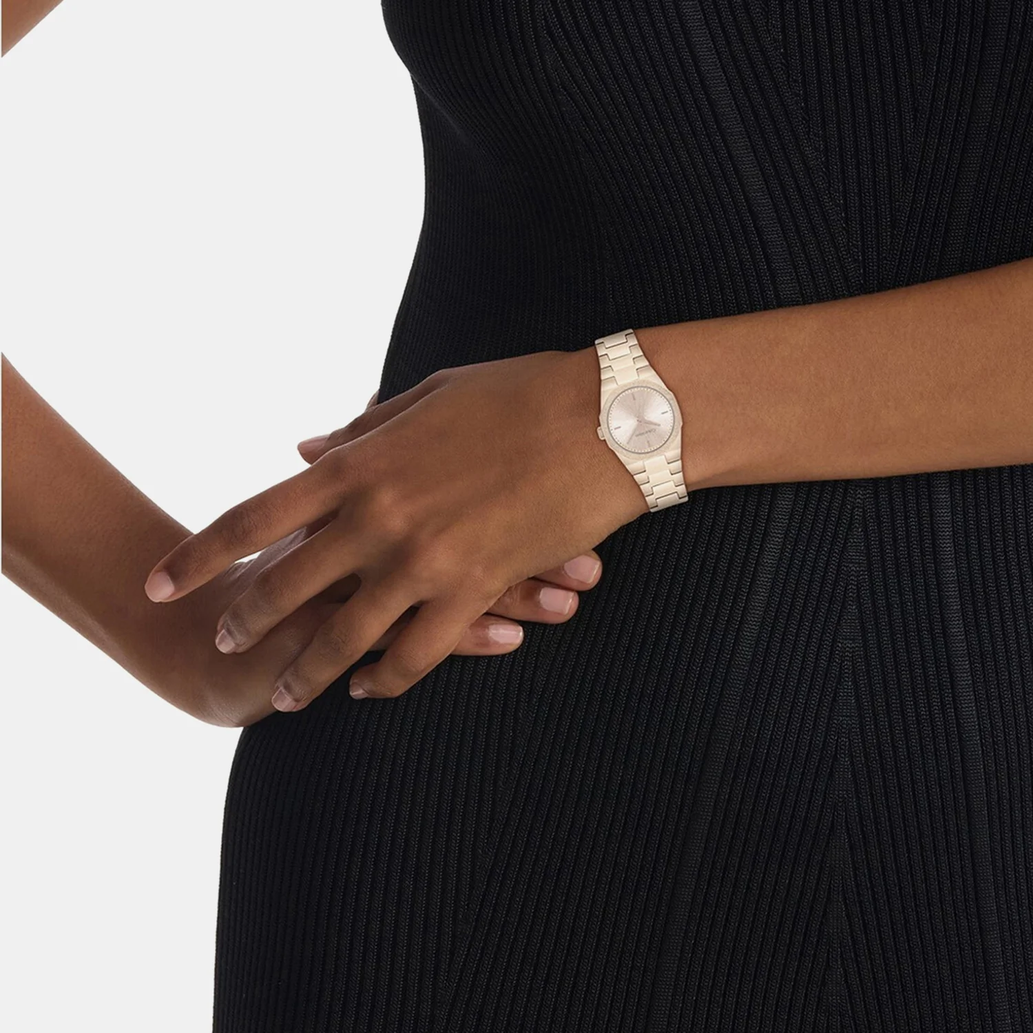 Women Quartz Beige Dial Analog Stainless Steel Watch 25100144 - Image 3