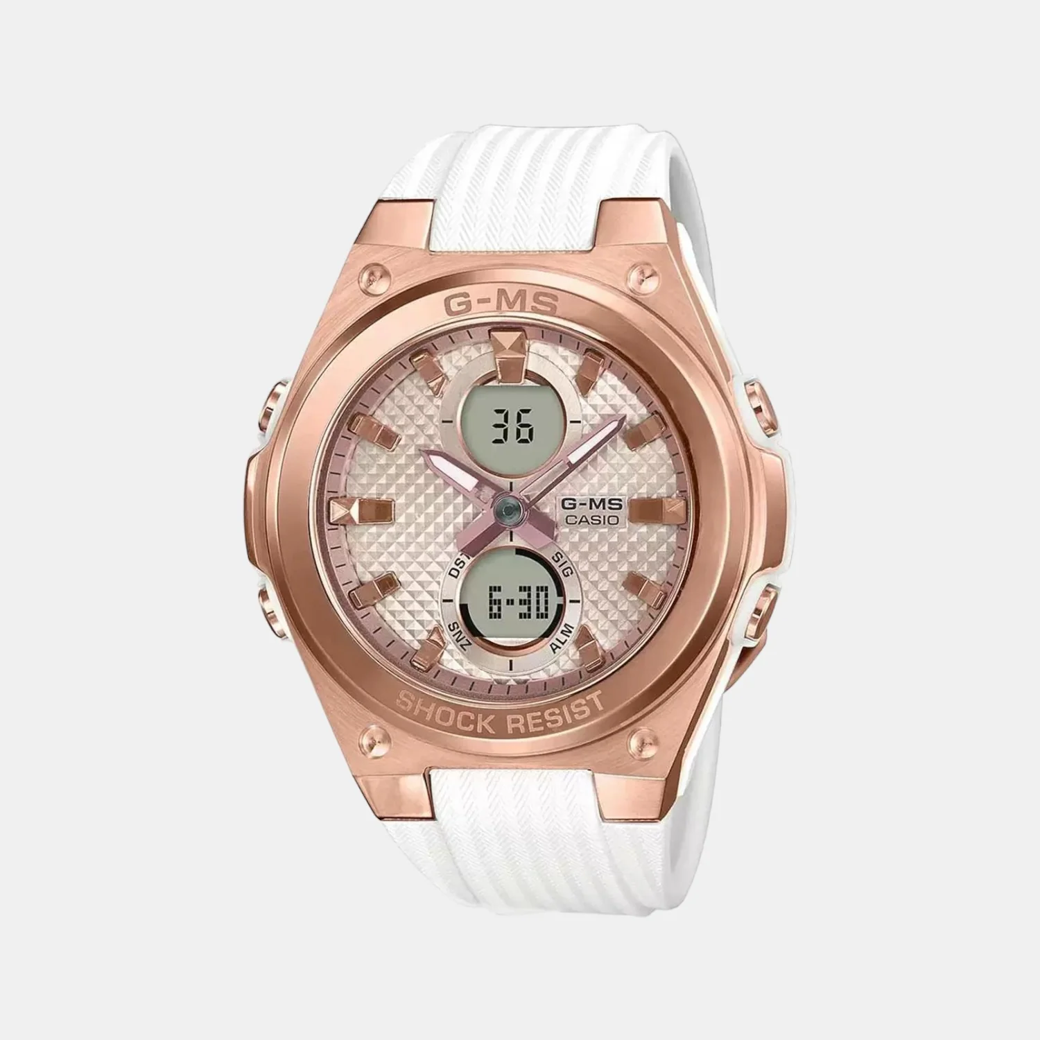 Baby-G Women Quartz Rose Gold Dial Analog-Digital Resin Watch B214