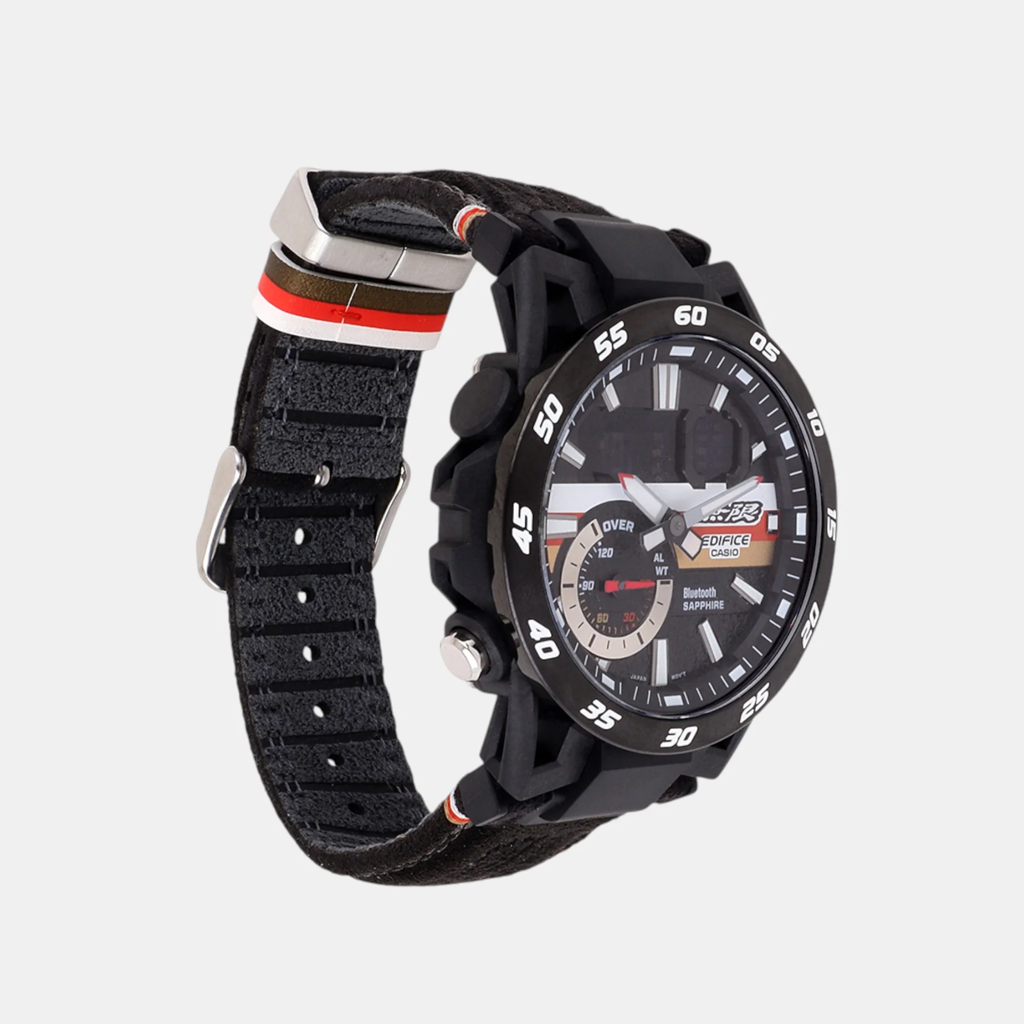 Edifice Men Quartz Black Dial Analog-Digital Leather Watch ED592 - Image 4