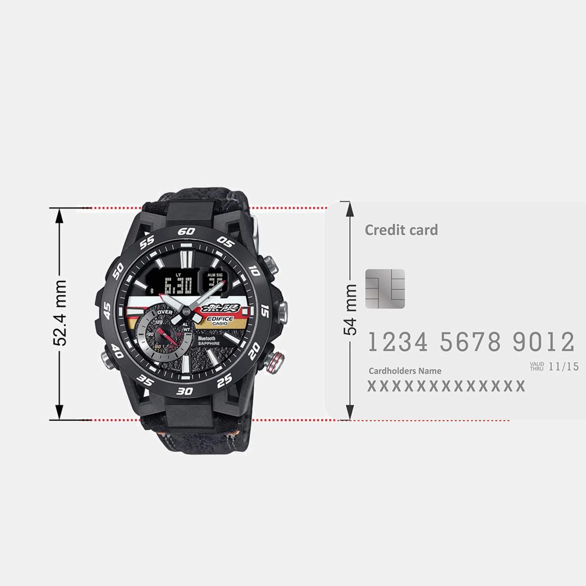 Edifice Men Quartz Black Dial Analog-Digital Leather Watch ED592 - Image 9