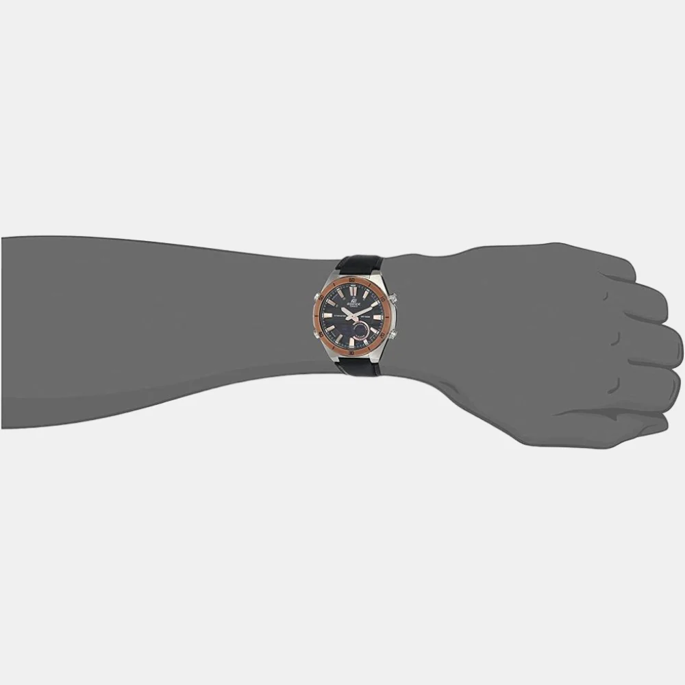 Edifice Men Quartz Black Dial Analog-Digital Leather Watch EX459 - Image 3