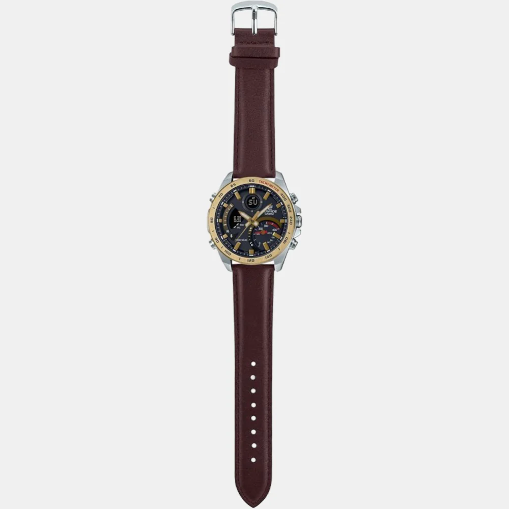Edifice Men Quartz Black Dial Analog-Digital Leather Watch EX530 - Image 5