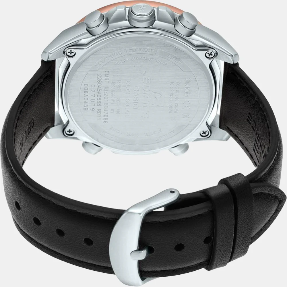 Edifice Men Quartz Black Dial Analog-Digital Leather Watch EX531 - Image 4