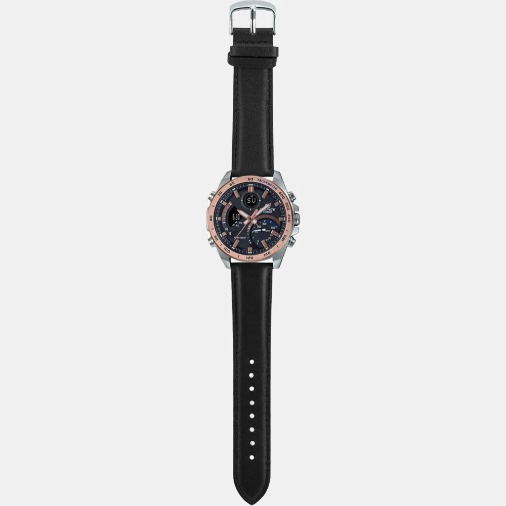 Edifice Men Quartz Black Dial Analog-Digital Leather Watch EX531 - Image 5