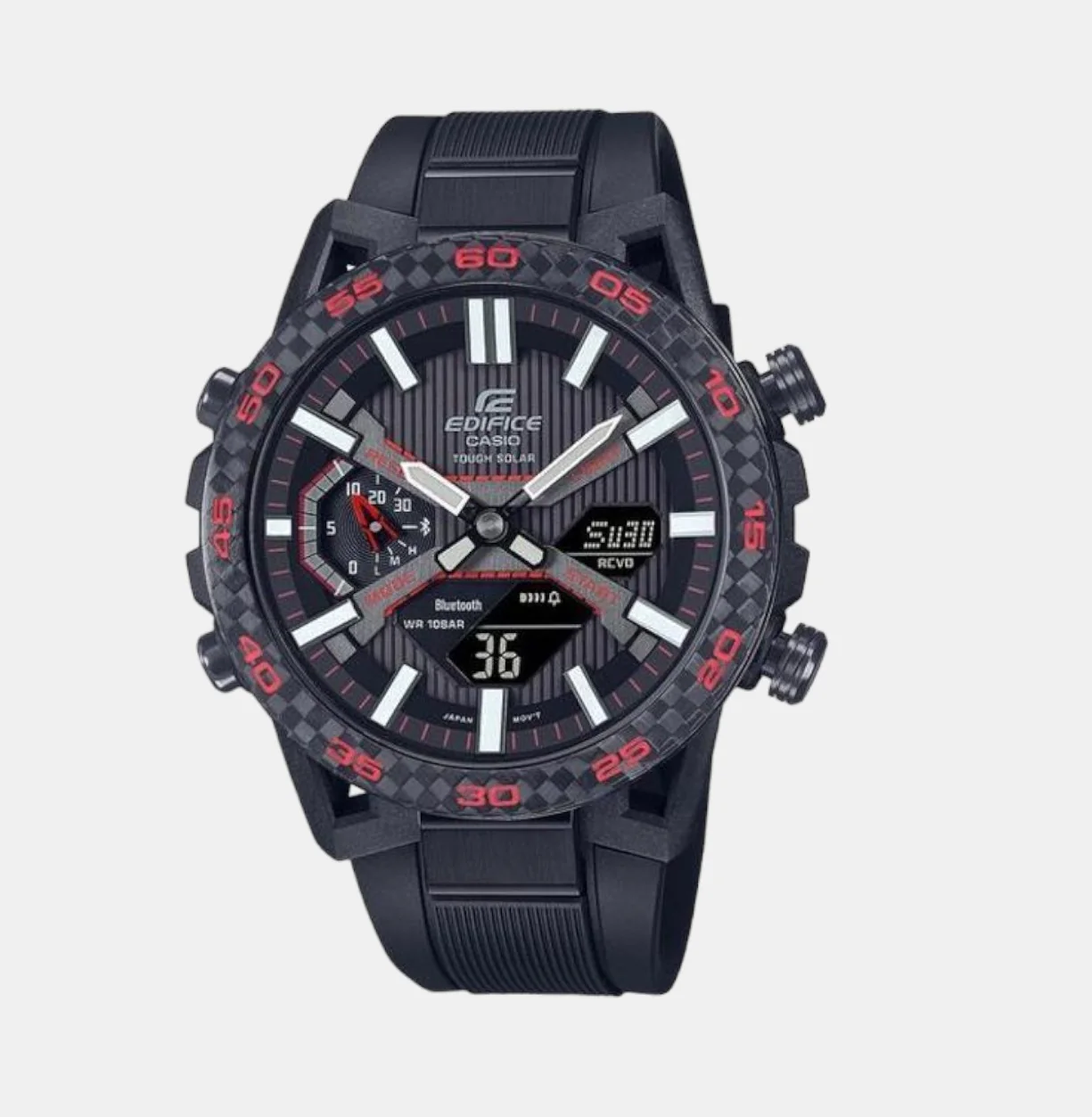 Edifice Men Quartz Black Dial Analog-Digital Resin Watch ED563