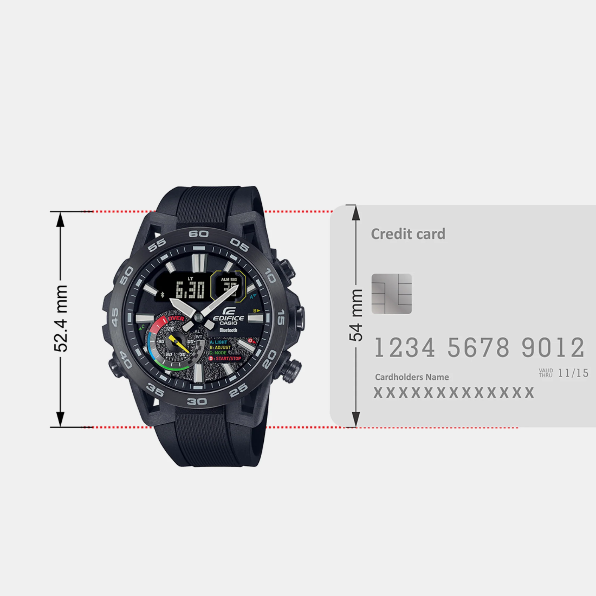 Edifice Men Quartz Black Dial Analog-Digital Resin Watch ED577 - Image 8