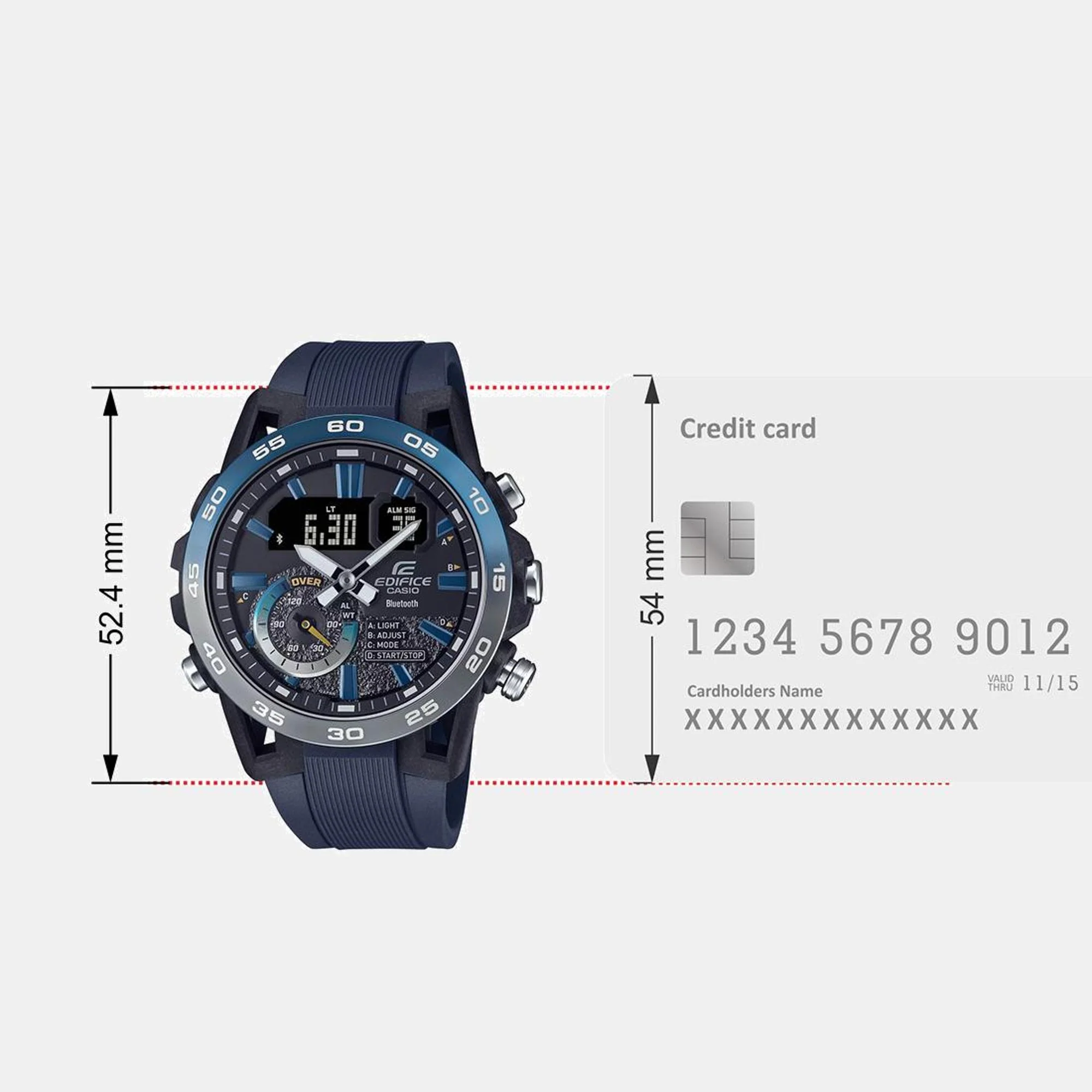 Edifice Men Quartz Black Dial Analog-Digital Resin Watch ED612 - Image 9