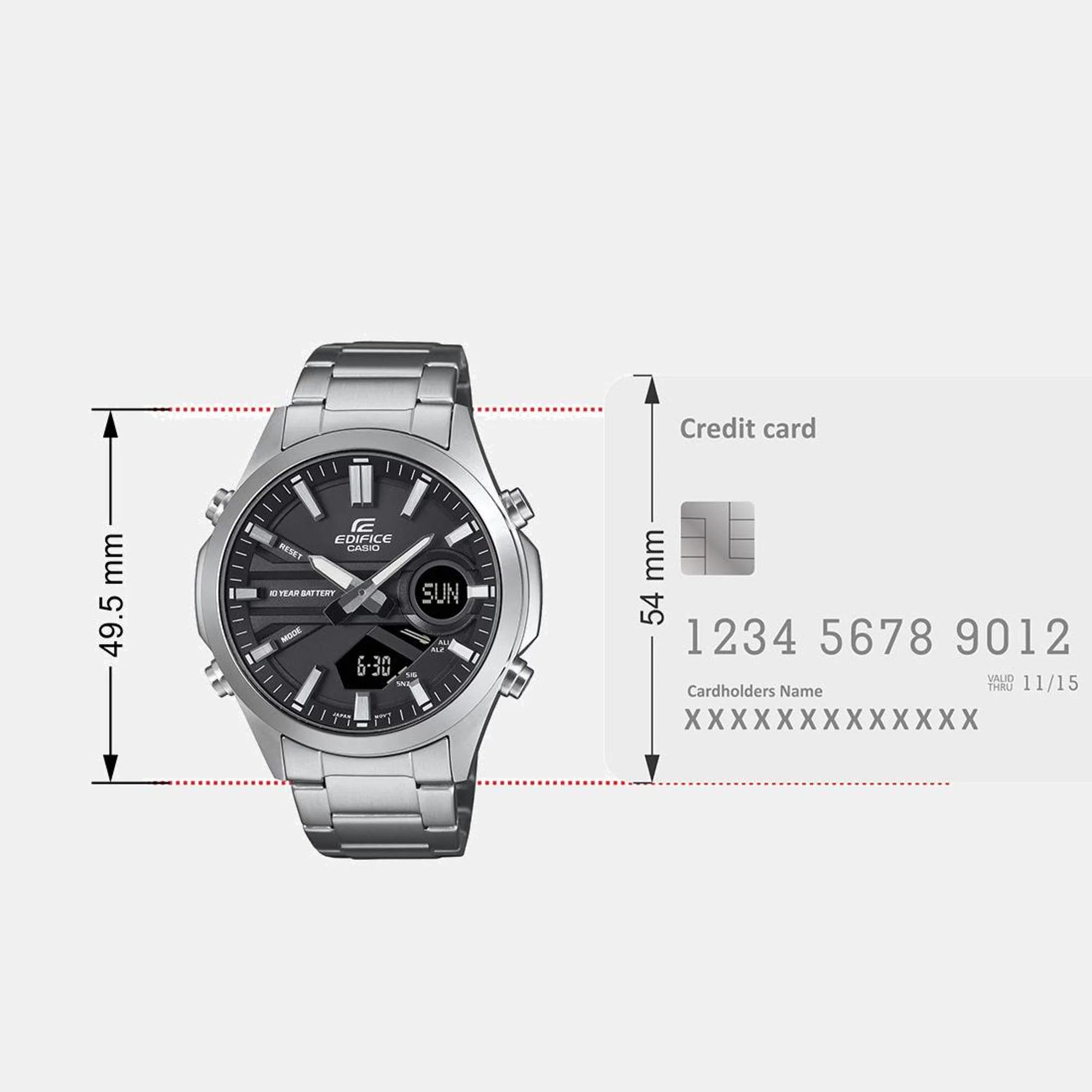 Edifice Men Quartz Black Dial Analog-Digital Stainless Steel Watch ED624 - Image 6