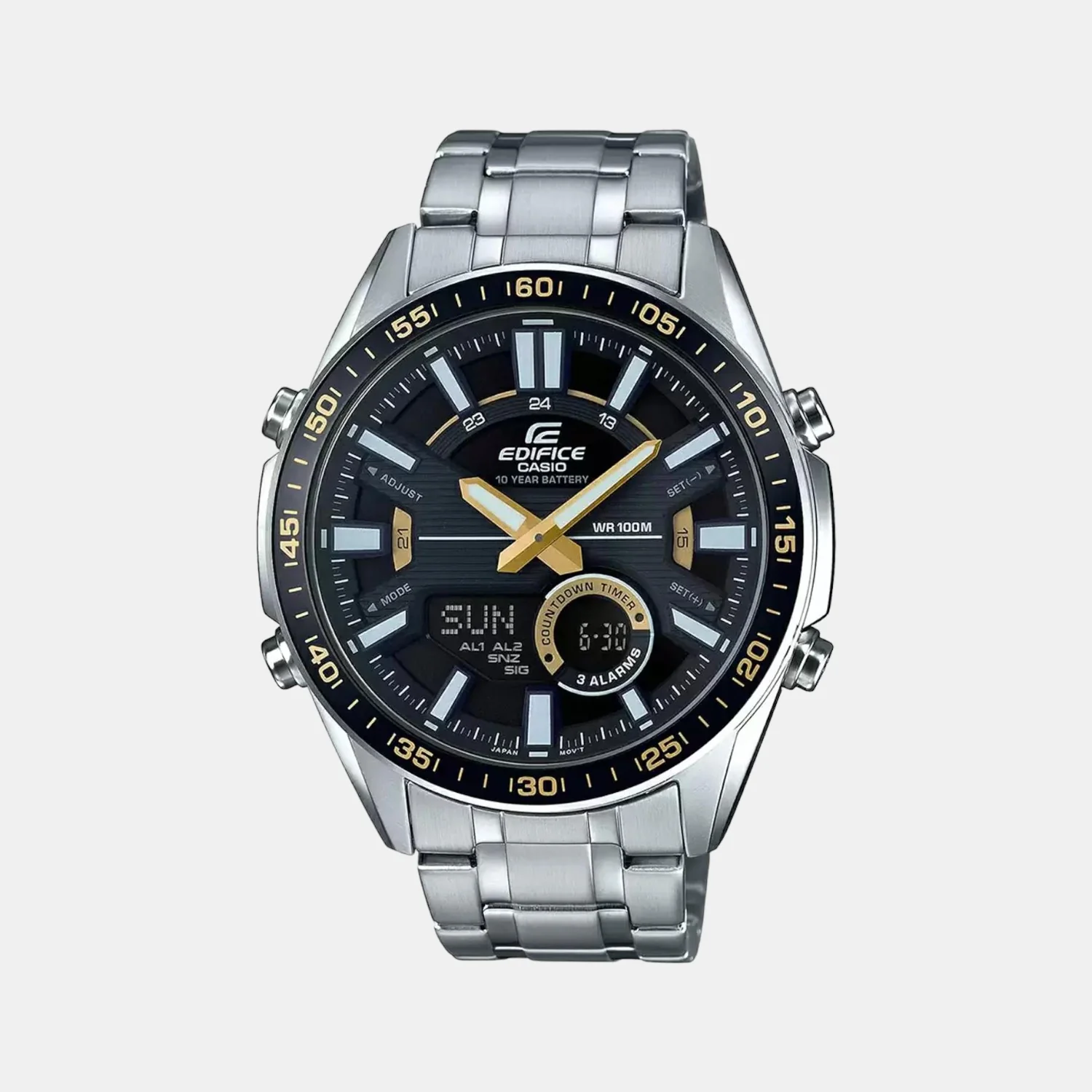 Edifice Men Quartz Black Dial Analog-Digital Stainless Steel Watch EX439