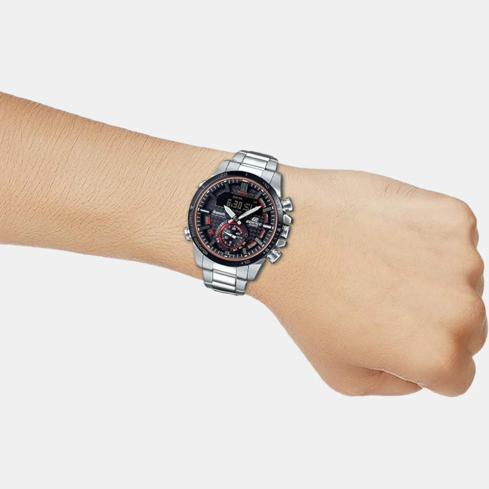 Edifice Men Quartz Black Dial Analog-Digital Stainless Steel Watch EX451 - Image 5