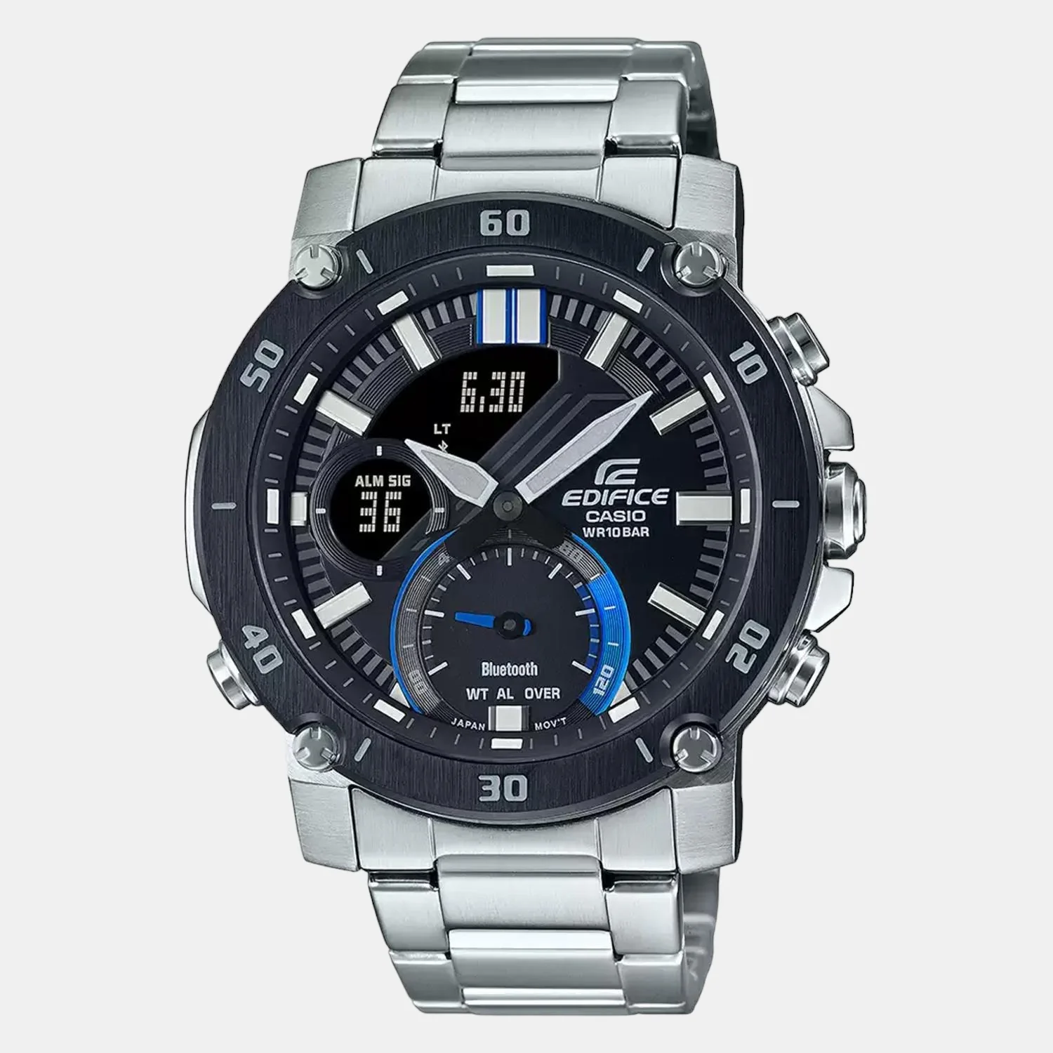 Edifice Men Quartz Black Dial Analog-Digital Stainless Steel Watch EX525 - Image 2