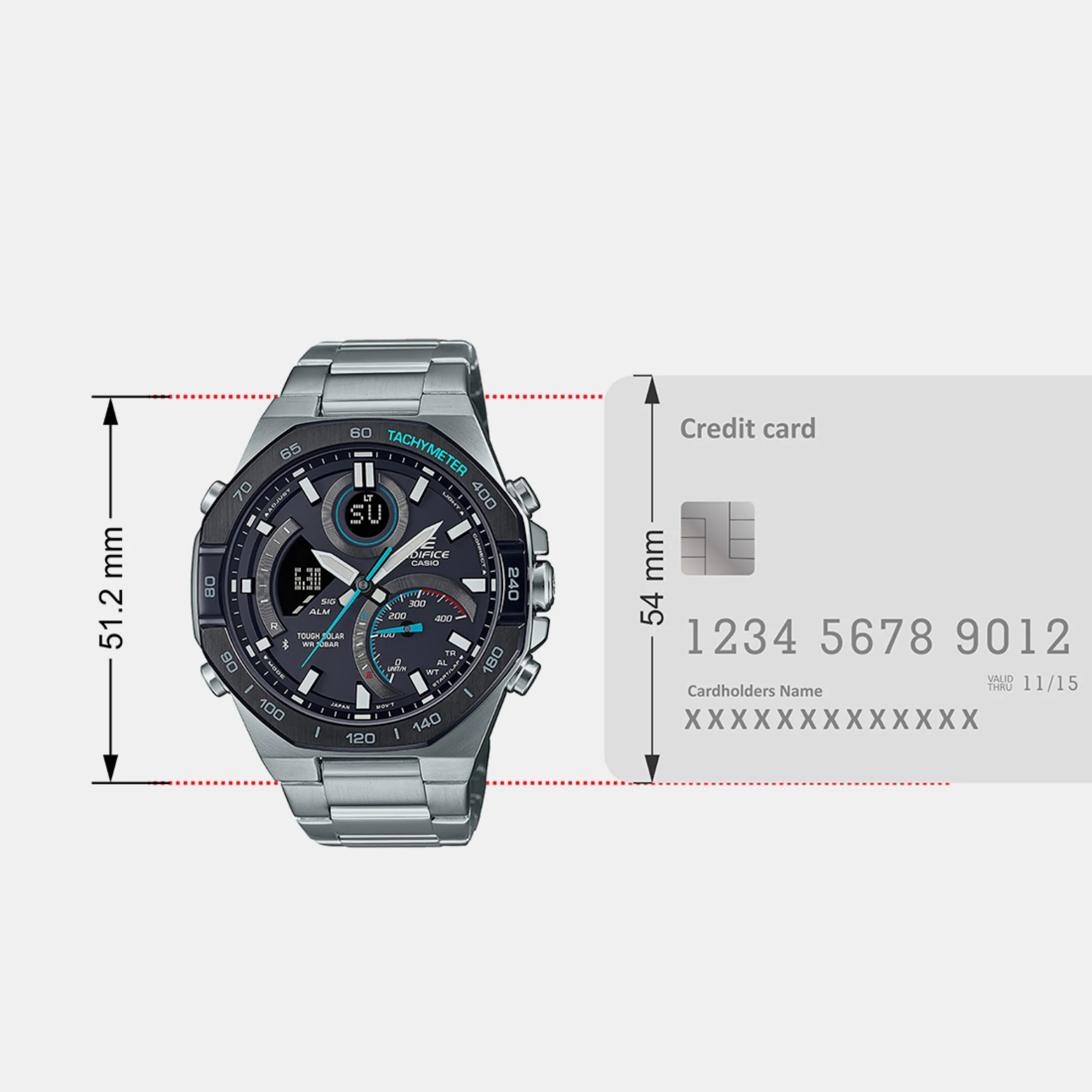 Edifice Men Quartz Black Dial Analog-Digital Stainless Steel Watch EX554 - Image 7