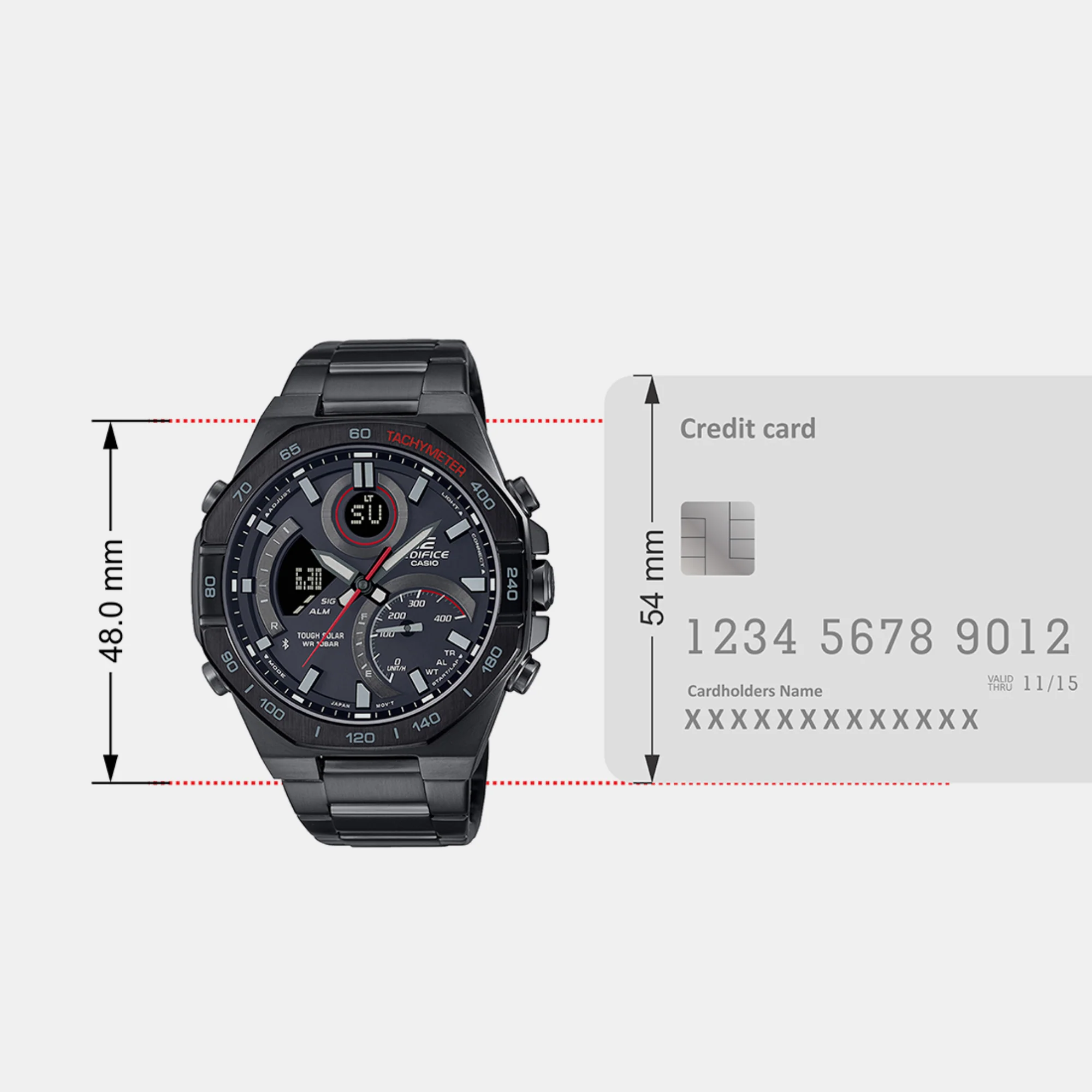 Edifice Men Quartz Black Dial Analog-Digital Stainless Steel Watch EX556 - Image 6