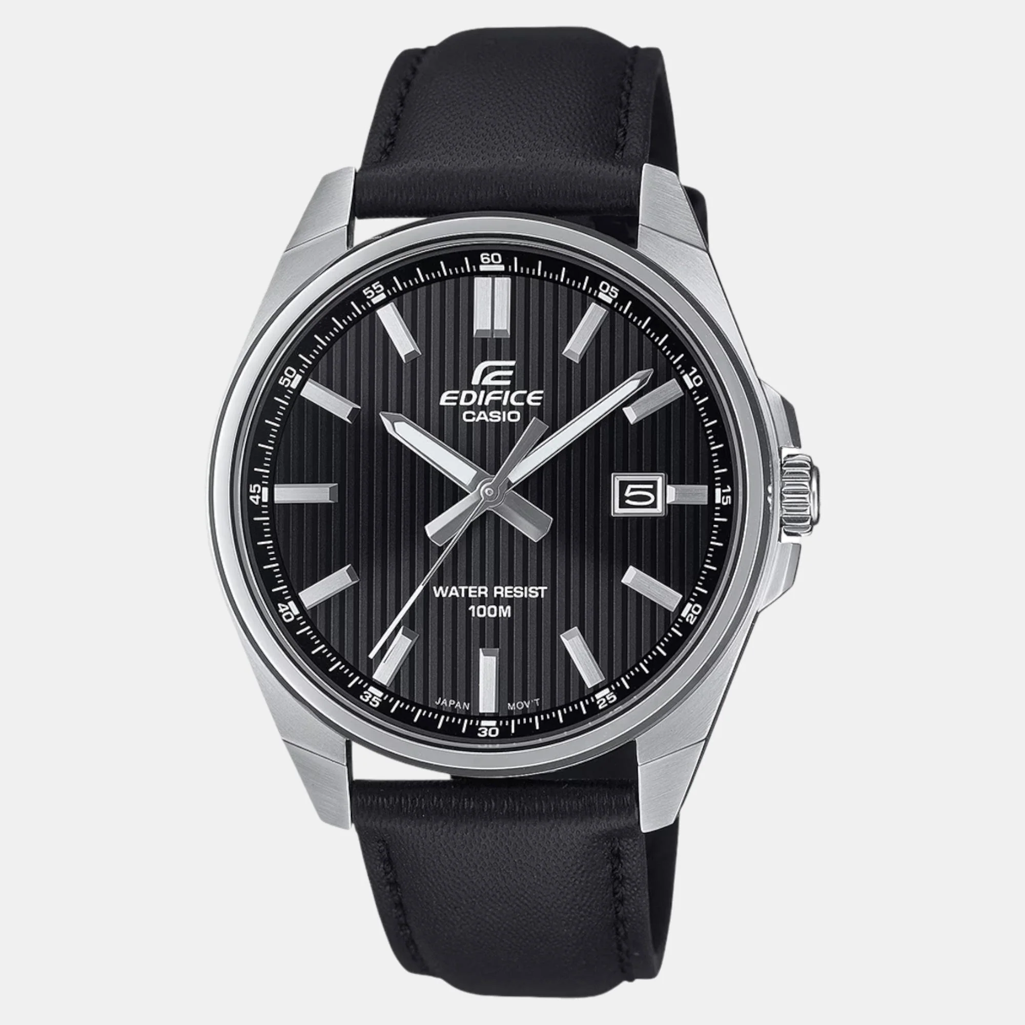 Edifice Men Quartz Black Dial Analog Leather Watch ED621 - Image 2