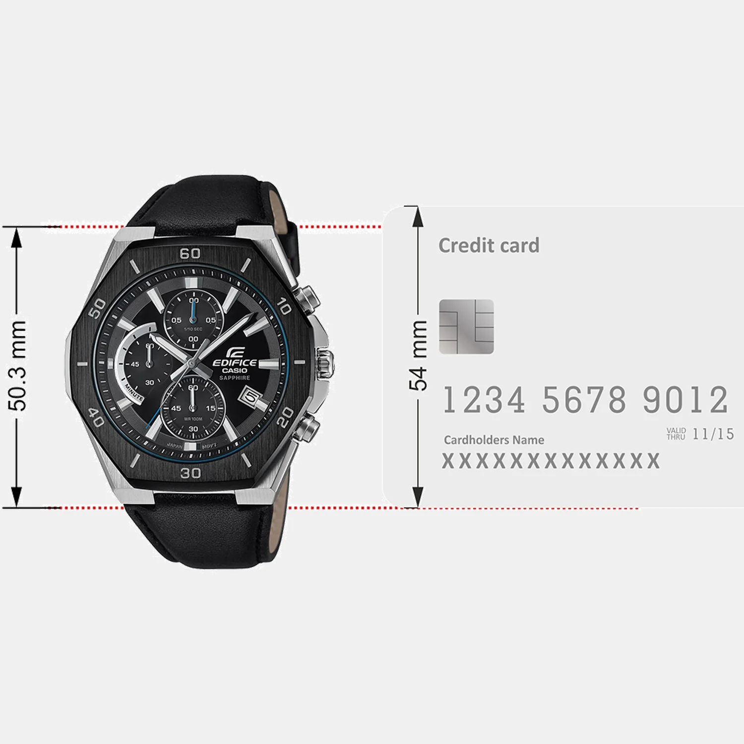 Edifice Men Quartz Black Dial Analog Leather Watch ED645 - Image 8