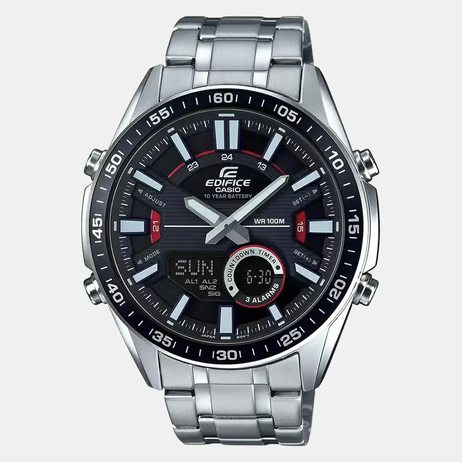 Edifice Men Quartz Black Dial Analog Stainless Steel Watch EX438 - Image 2