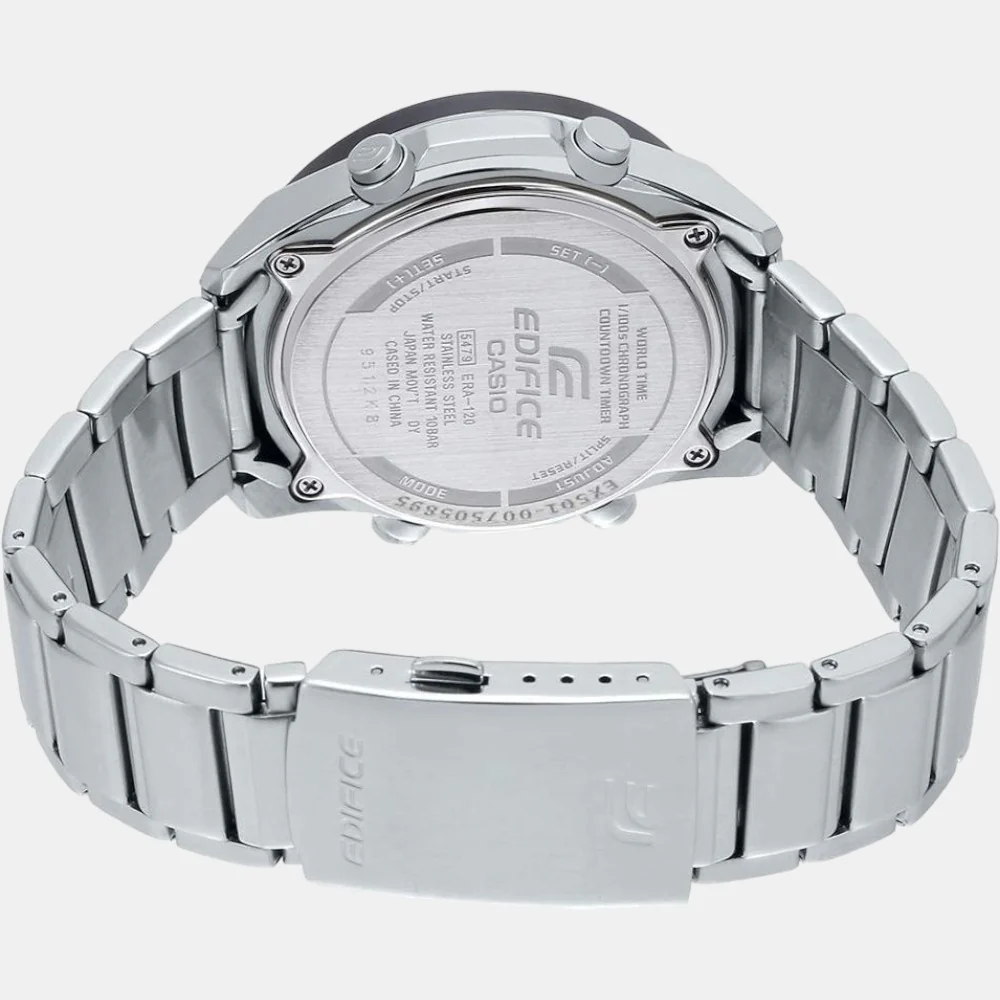Edifice Men Quartz Black Dial Analog Stainless Steel Watch EX501 - Image 4