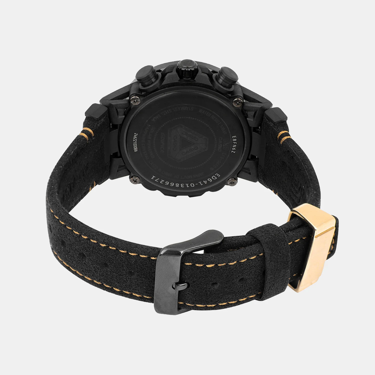 Edifice Men Quartz Black Dial Chronograph Alcantara Watch ED641 - Image 6