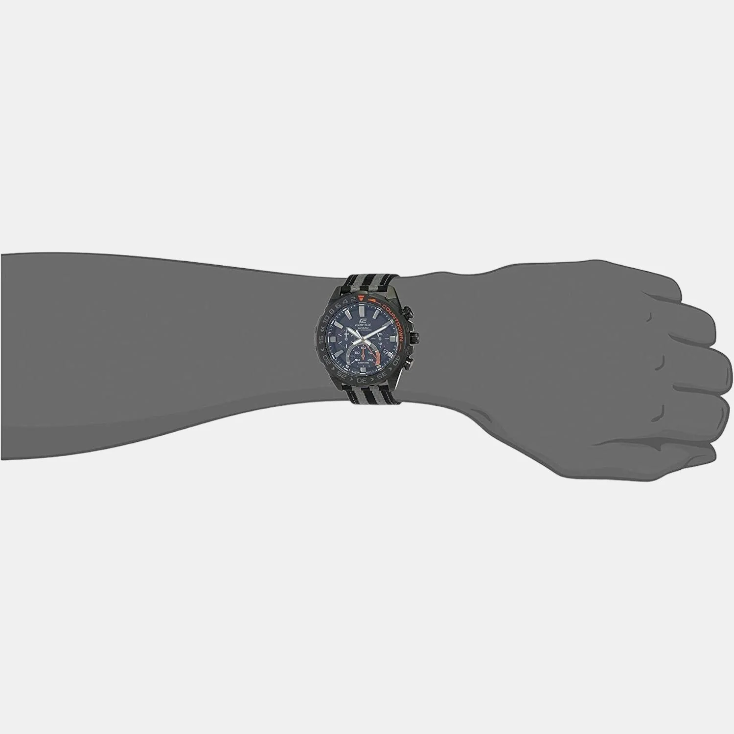 Edifice Men Quartz Black Dial Chronograph Leather Watch ED476 - Image 3