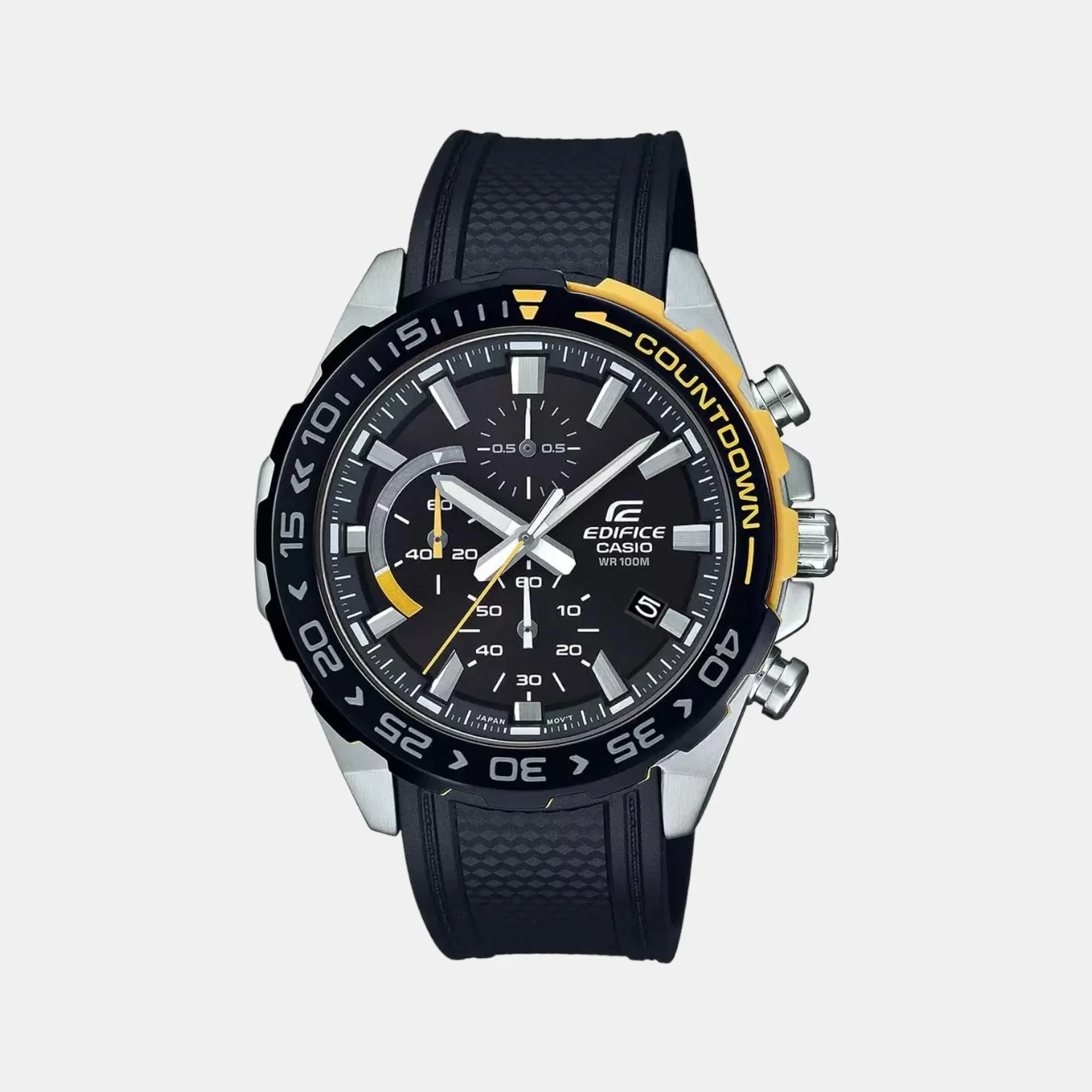 Edifice Men Quartz Black Dial Chronograph Leather Watch ED480