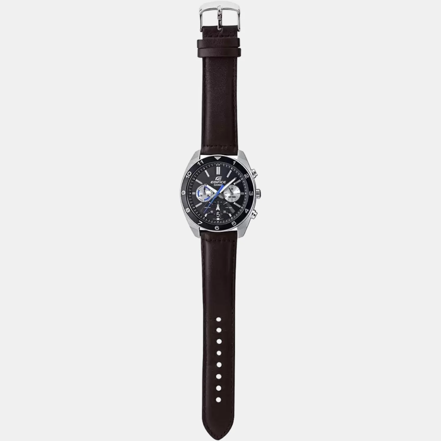 Edifice Men Quartz Black Dial Chronograph Leather Watch ED486 - Image 6