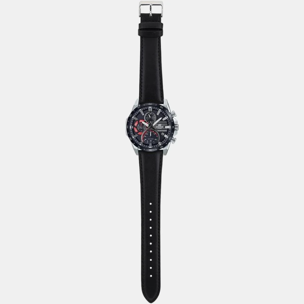 Edifice Men Quartz Black Dial Chronograph Leather Watch ED549 - Image 5