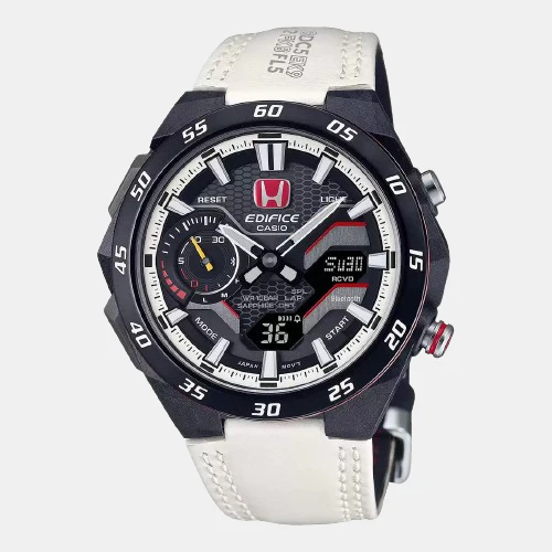 Edifice Men Quartz Black Dial Chronograph Leather Watch ED607