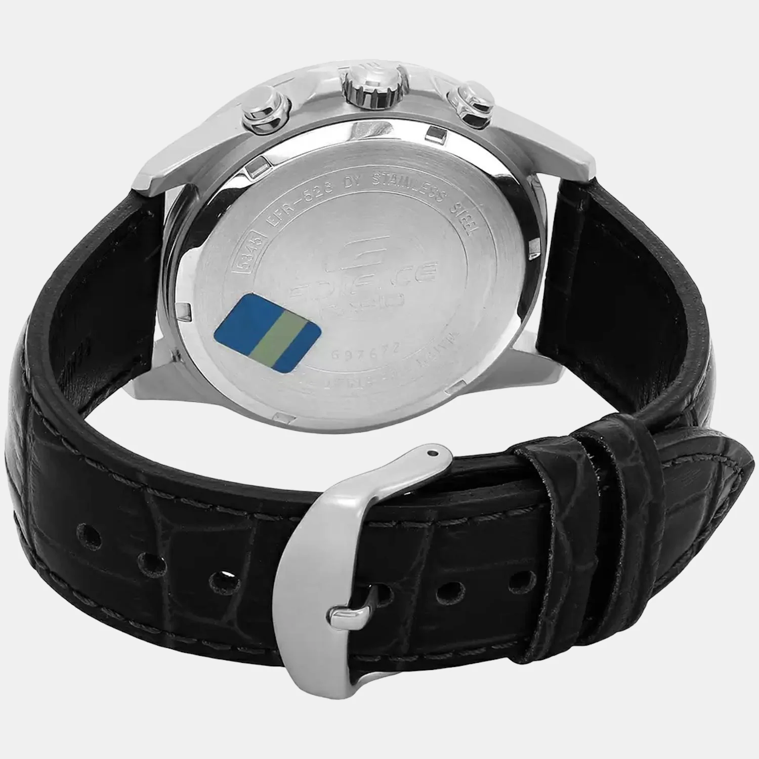 Edifice Men Quartz Black Dial Chronograph Leather Watch EX096 - Image 5