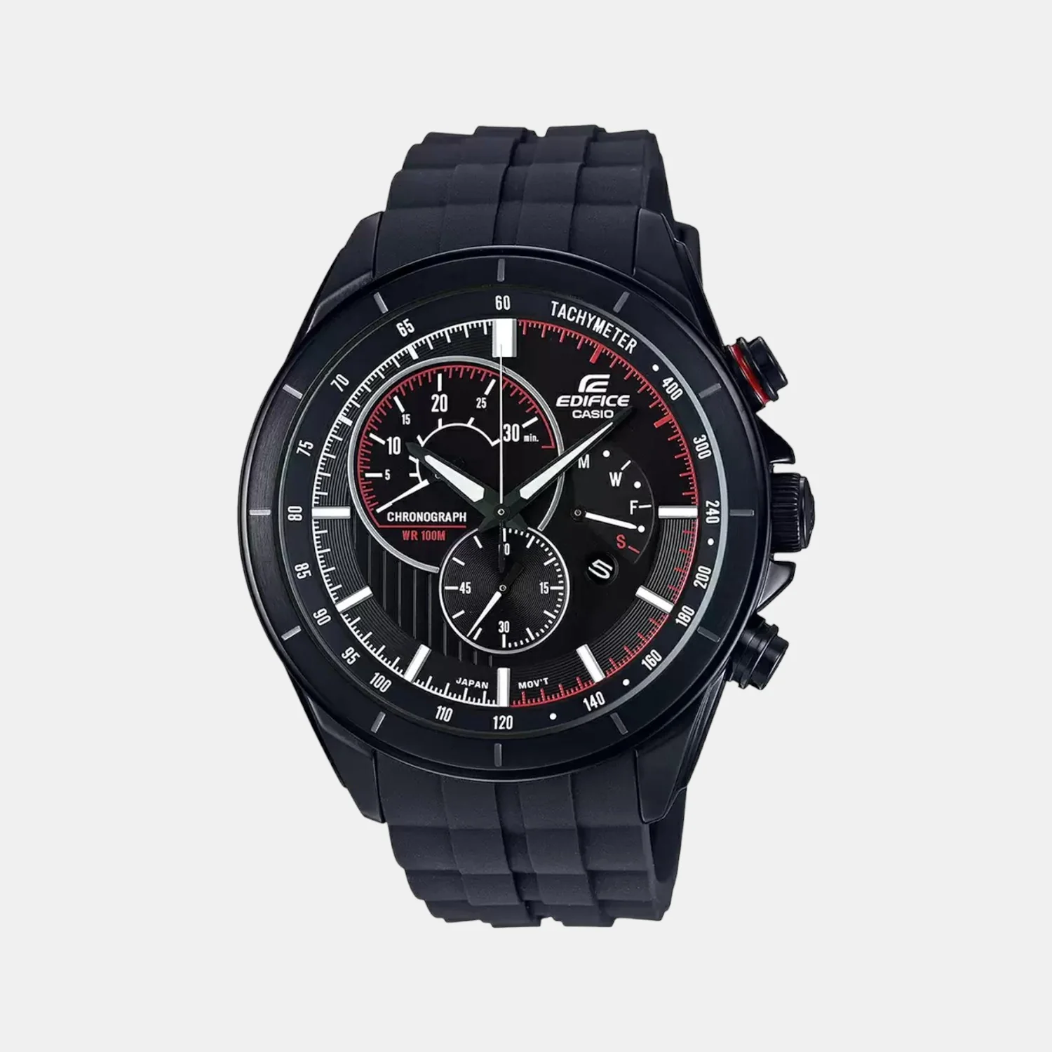 Edifice Men Quartz Black Dial Chronograph Resin Watch EX418