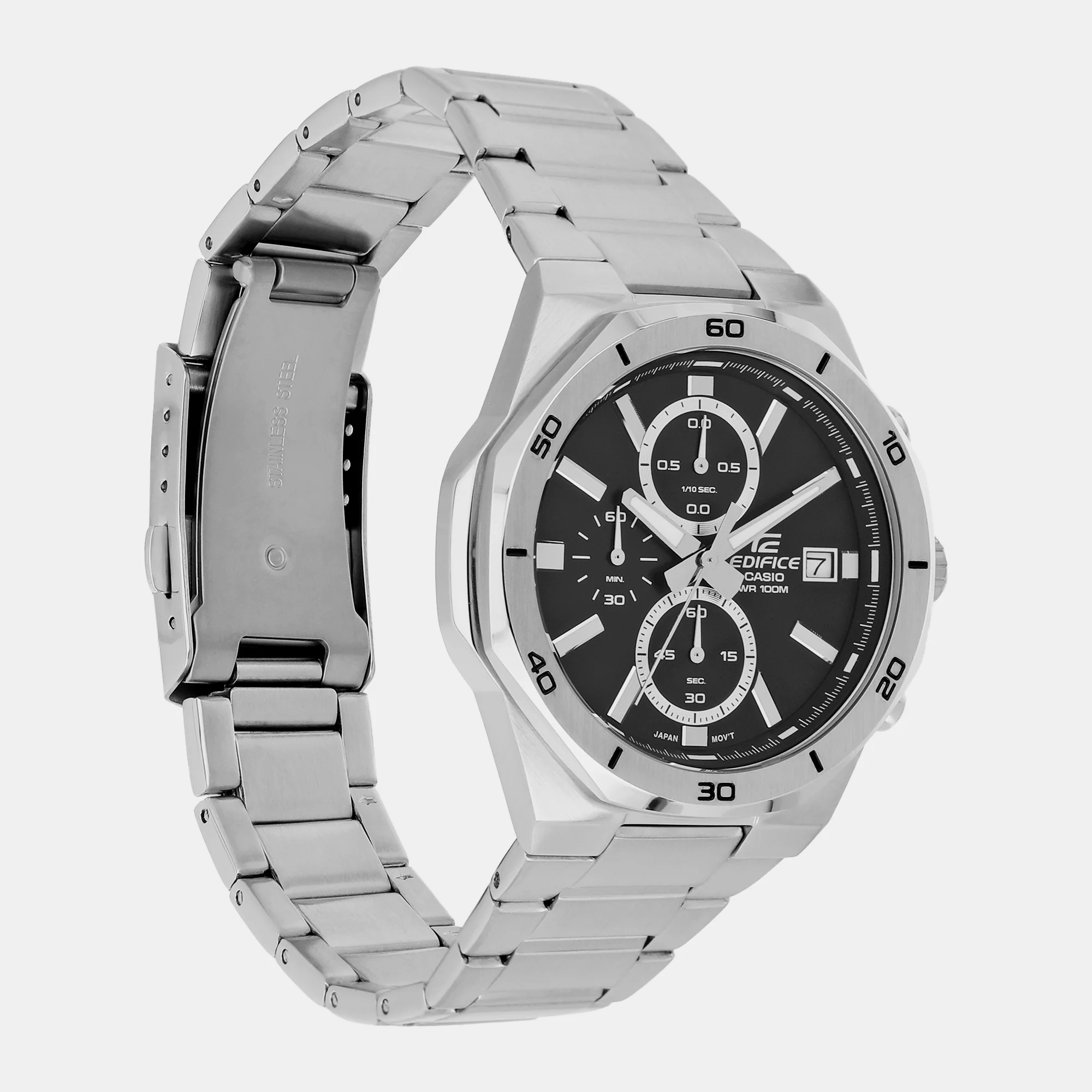 Edifice Men Quartz Black Dial Chronograph Stainless Steel Watch ED583 - Image 3