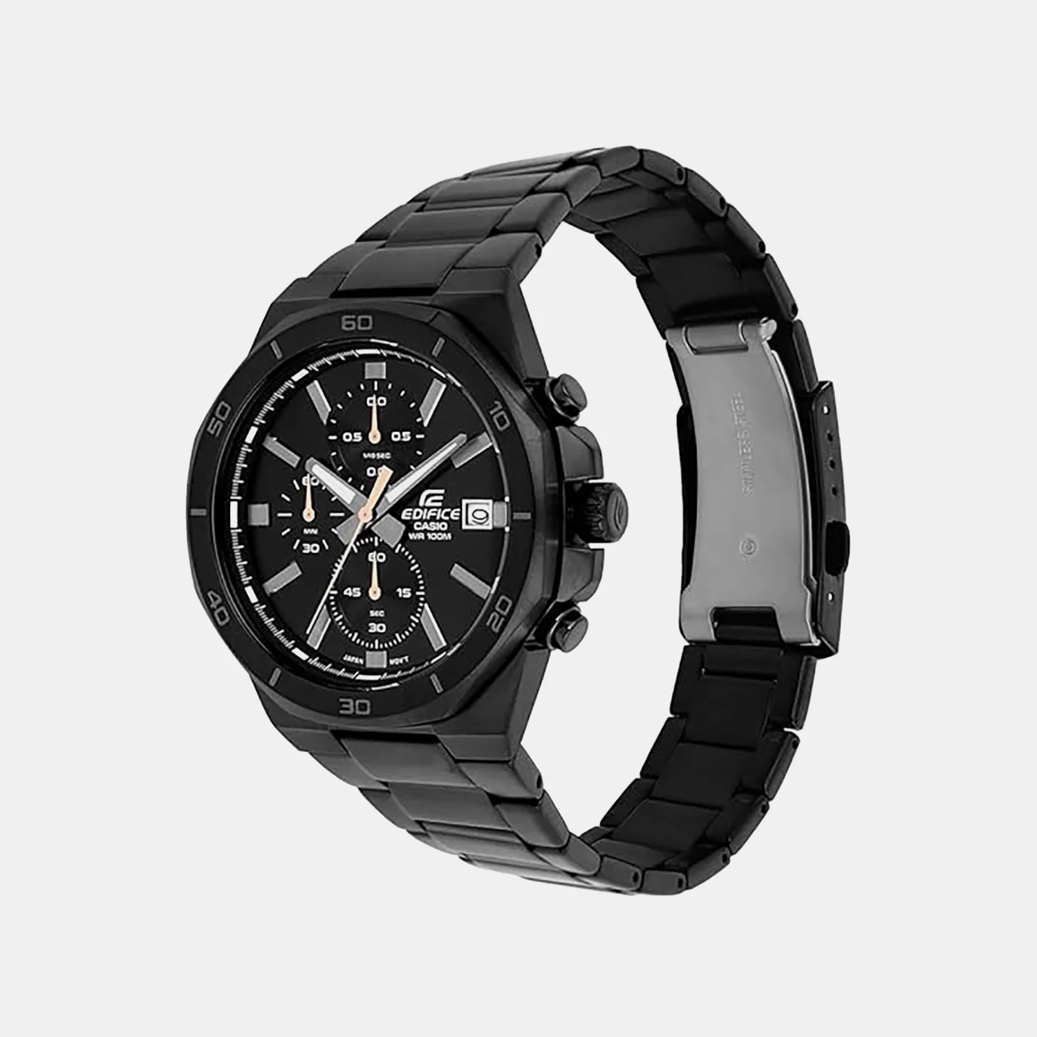 Edifice Men Quartz Black Dial Chronograph Stainless Steel Watch ED638 - Image 2