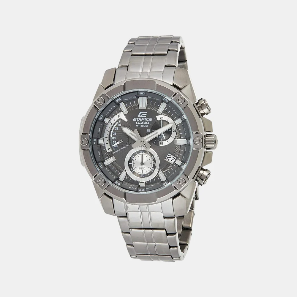 Edifice Men Quartz Black Dial Chronograph Stainless Steel Watch EX491