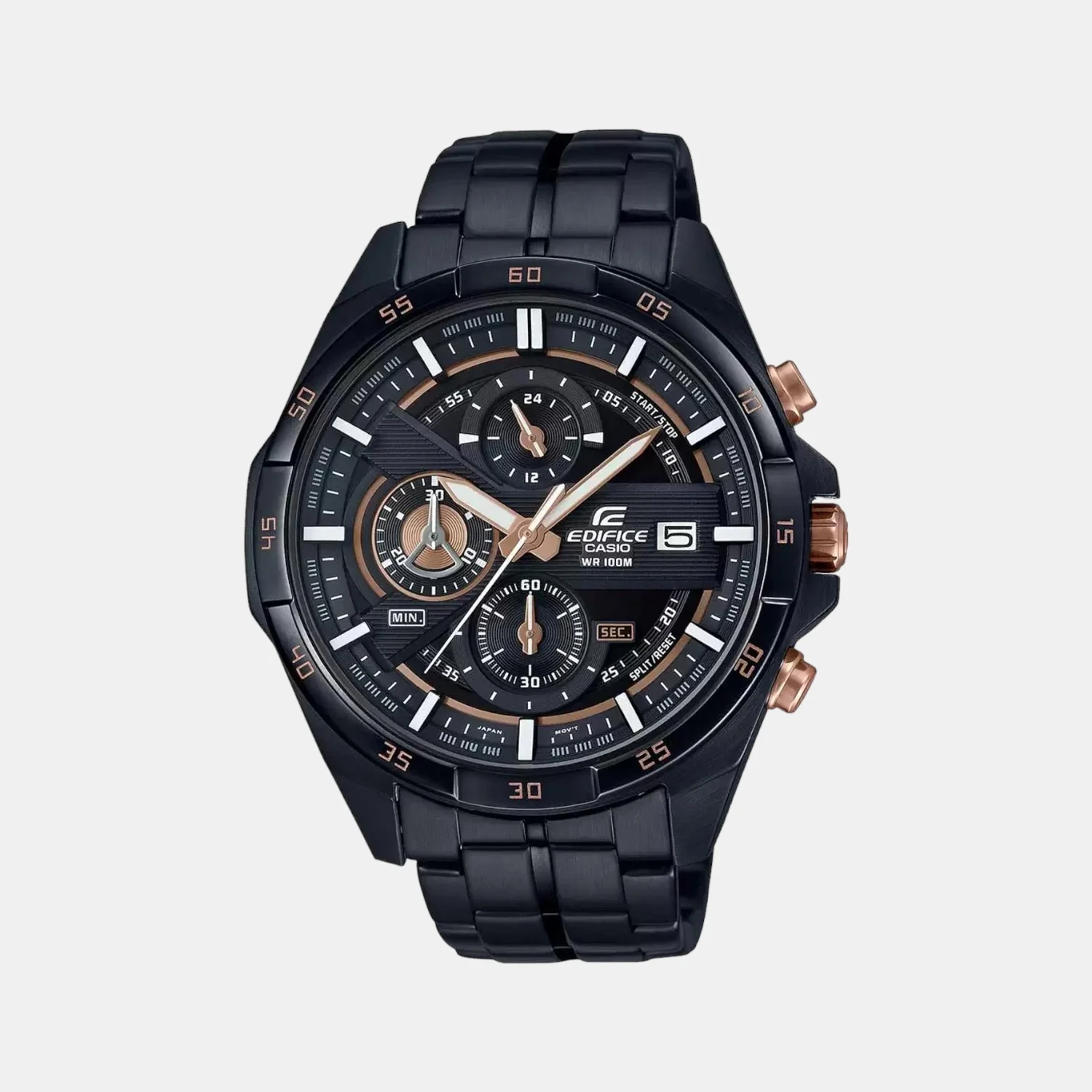 Edifice Men Quartz Black Dial Chronograph Stainless Steel Watch EX493 - Image 2