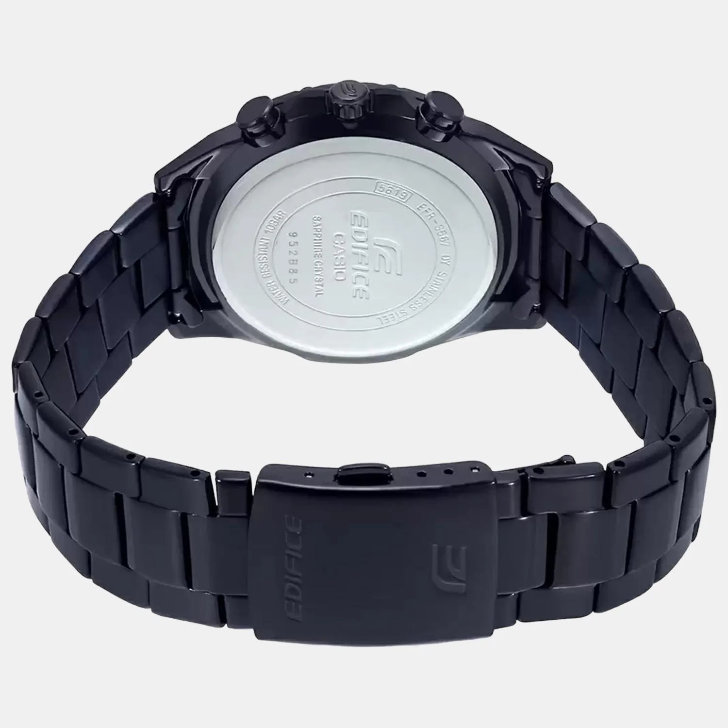 Edifice Men Quartz Black Dial Chronograph Stainless Steel Watch EX508 - Image 5