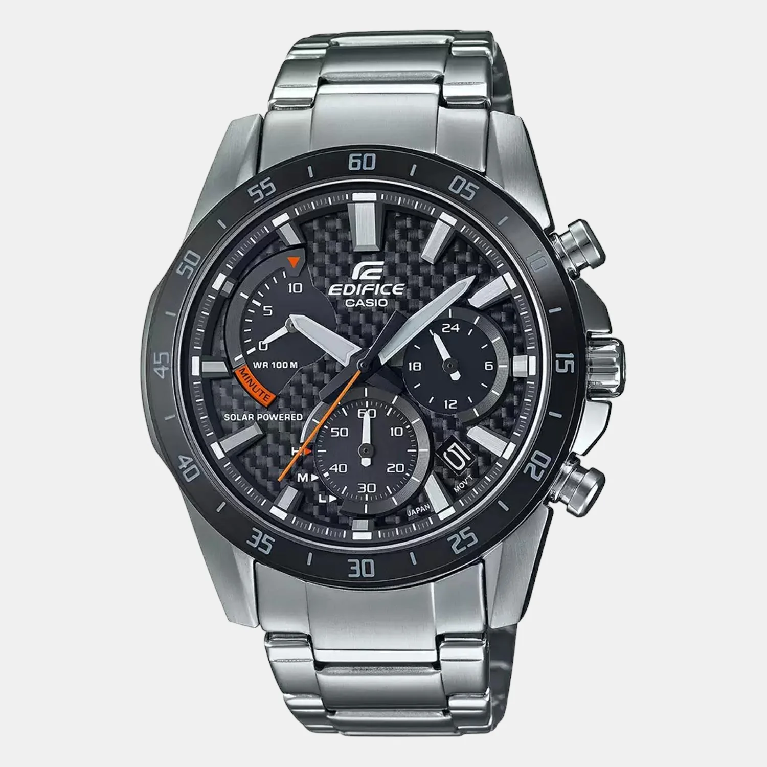 Edifice Men Quartz Black Dial Chronograph Stainless Steel Watch EX533 - Image 2