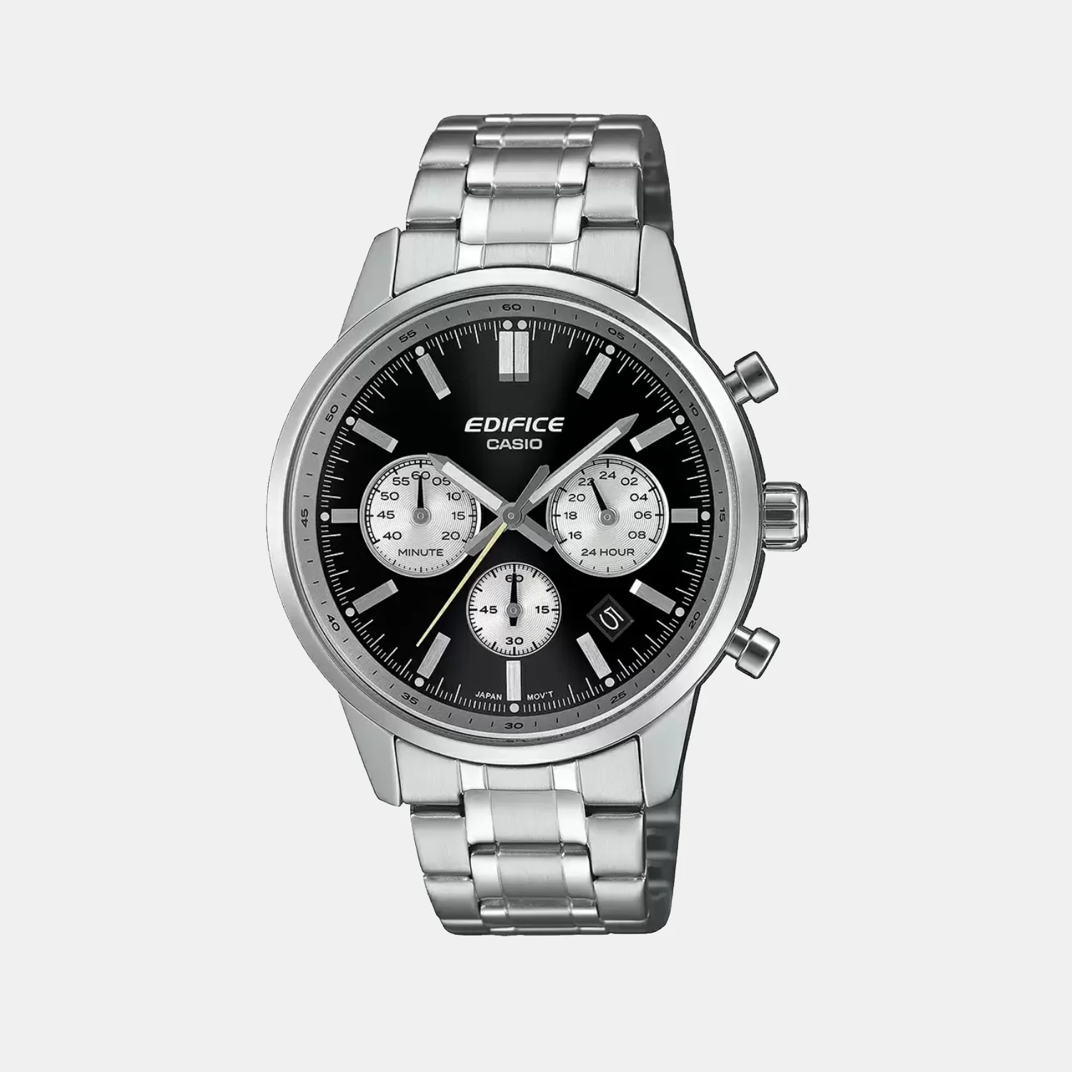 Edifice Men Quartz Black & White Dial Multi-Function Stainless Steel Watch ED655 - Image 2