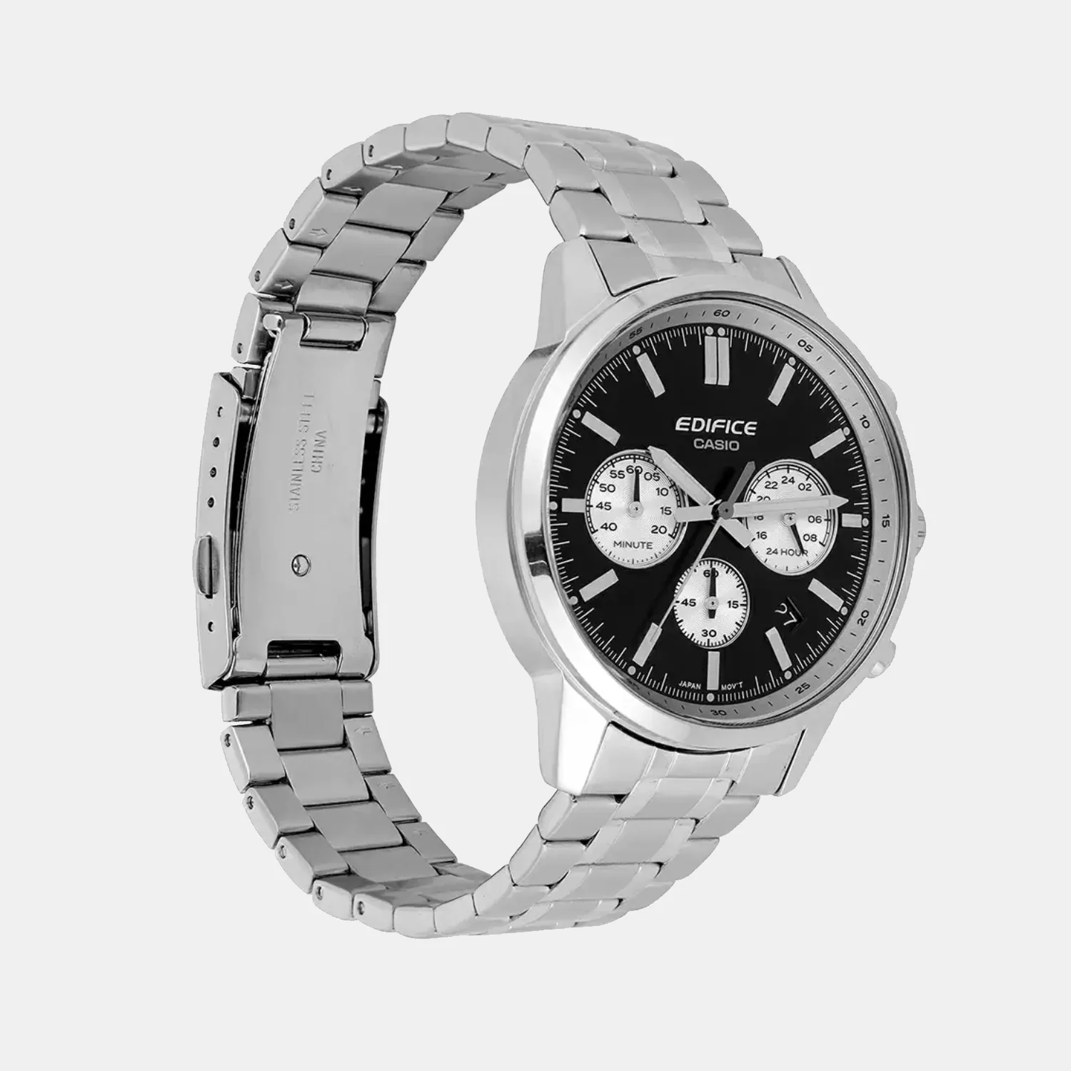 Edifice Men Quartz Black & White Dial Multi-Function Stainless Steel Watch ED655 - Image 4