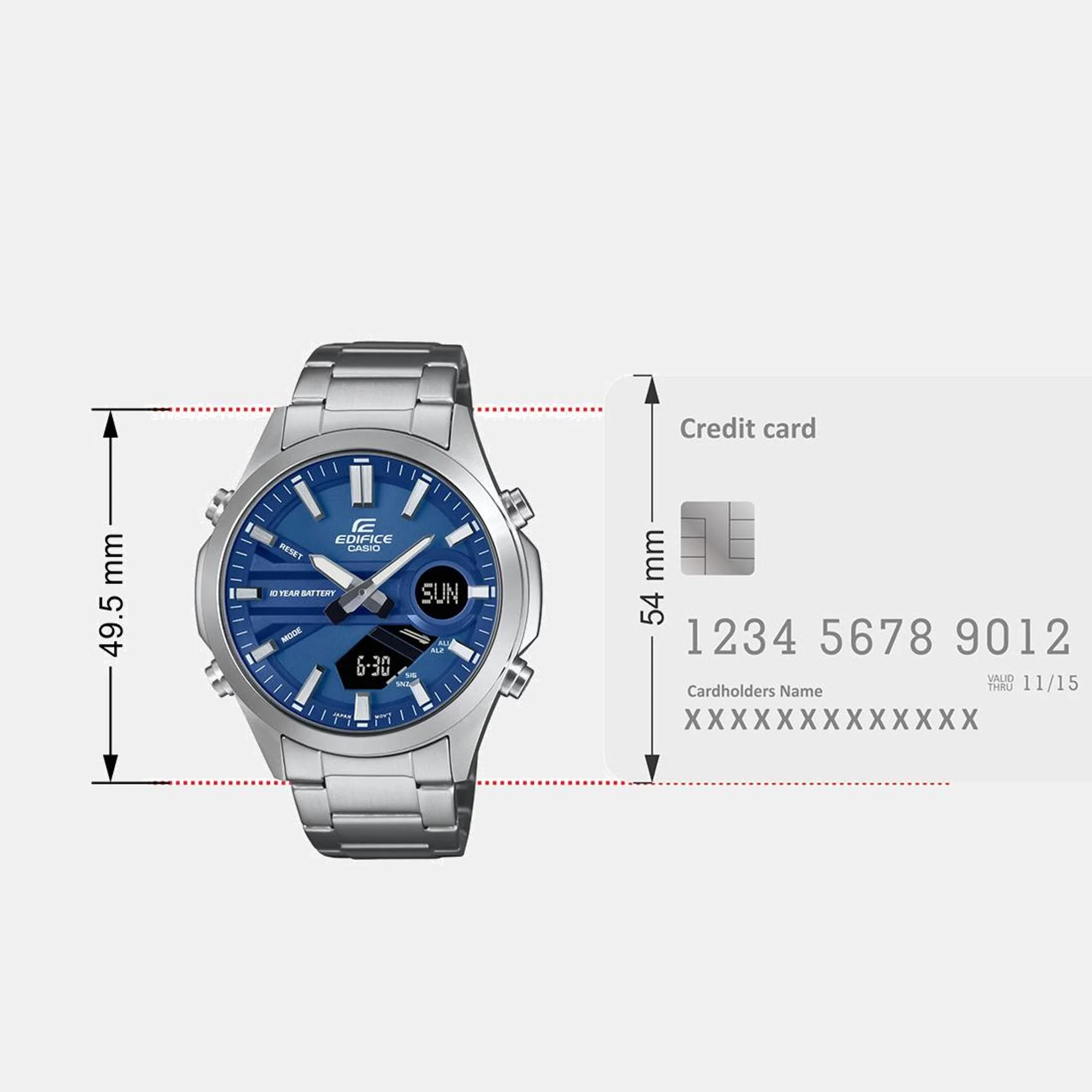 Edifice Men Quartz Blue Dial Analog-Digital Stainless Steel Watch ED625 - Image 9