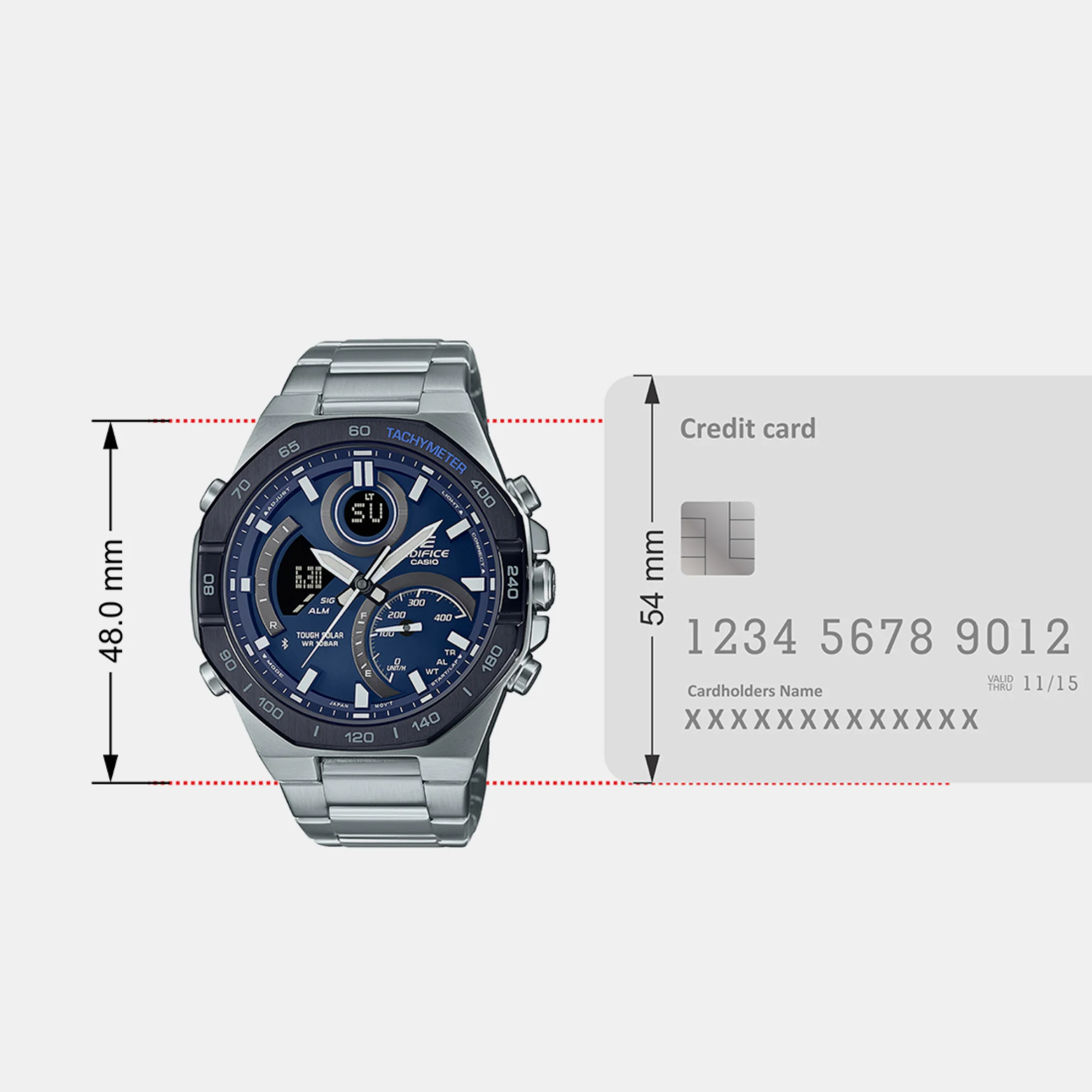 Edifice Men Quartz Blue Dial Analog-Digital Stainless Steel Watch EX555 - Image 7
