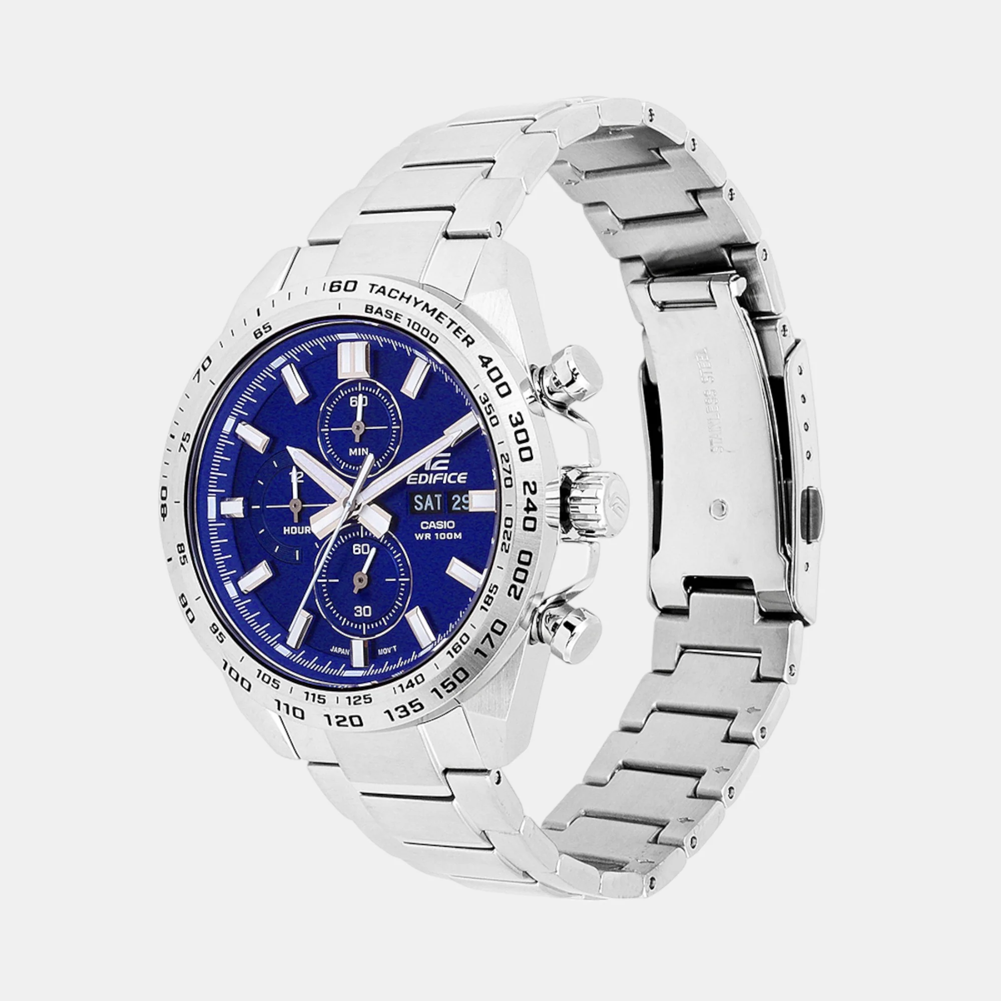 Edifice Men Quartz Blue Dial Chronograph Stainless Steel Watch ED594 - Image 4