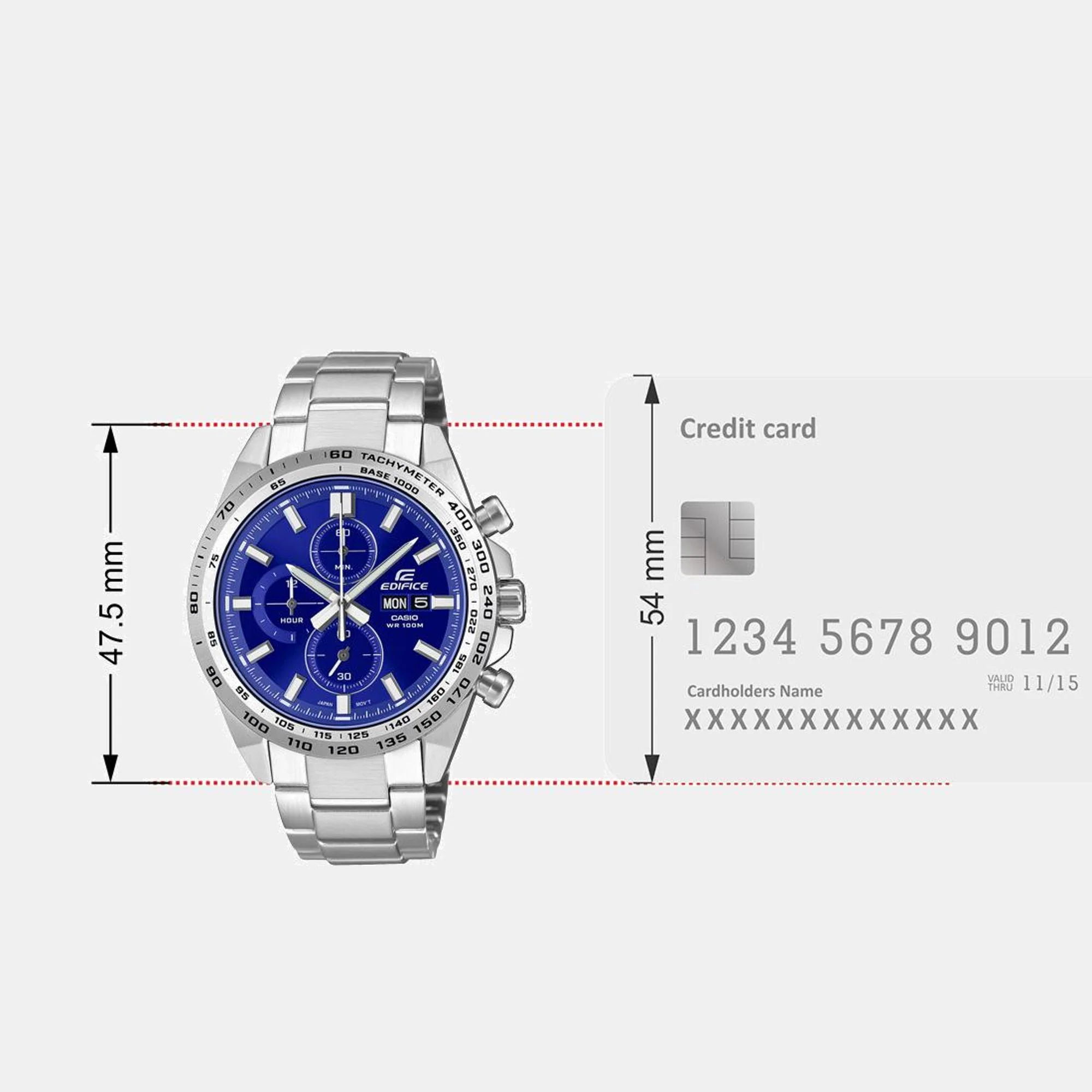 Edifice Men Quartz Blue Dial Chronograph Stainless Steel Watch ED594 - Image 9