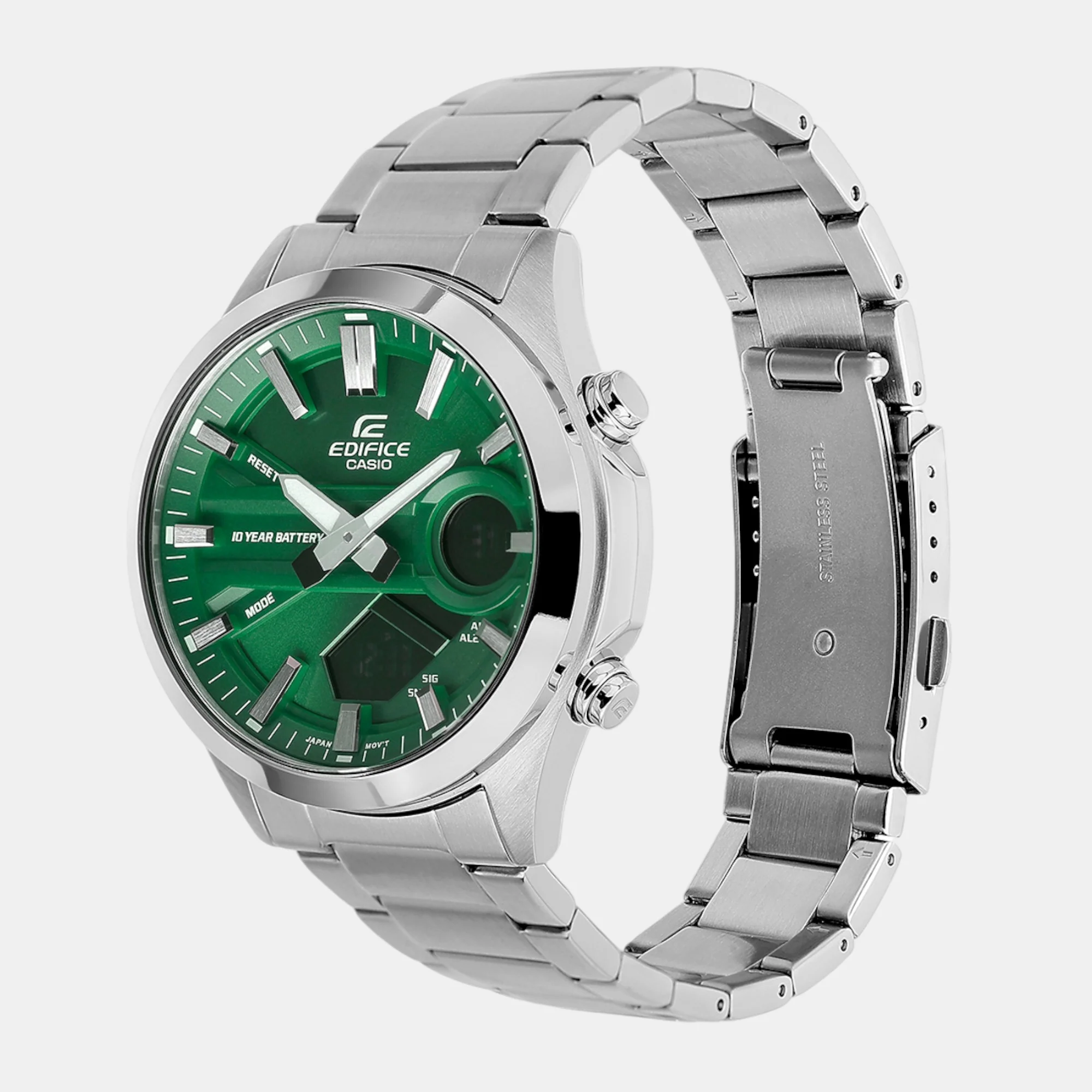 Edifice Men Quartz Green Dial Analog-Digital Stainless Steel Watch ED626 - Image 2