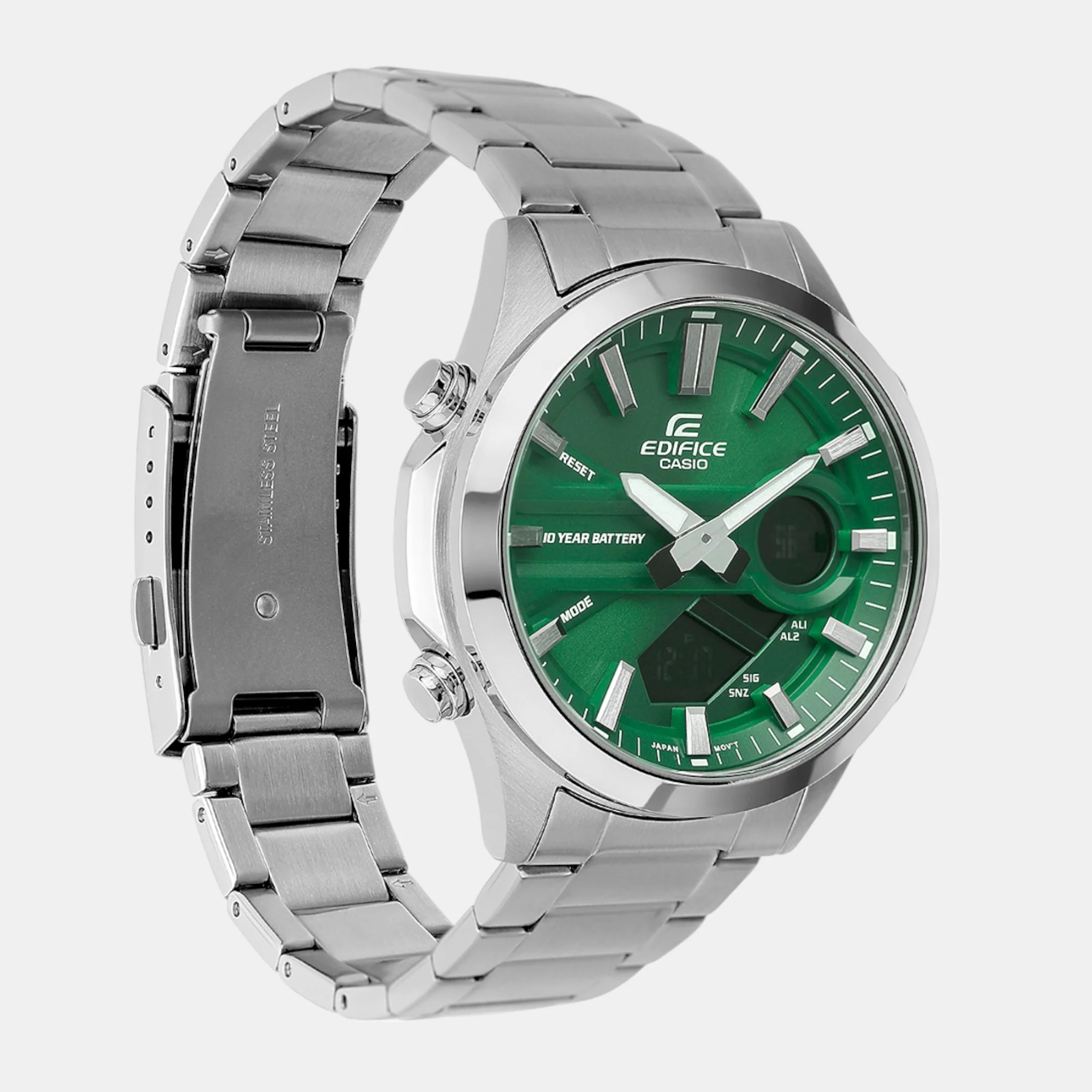 Edifice Men Quartz Green Dial Analog-Digital Stainless Steel Watch ED626 - Image 3