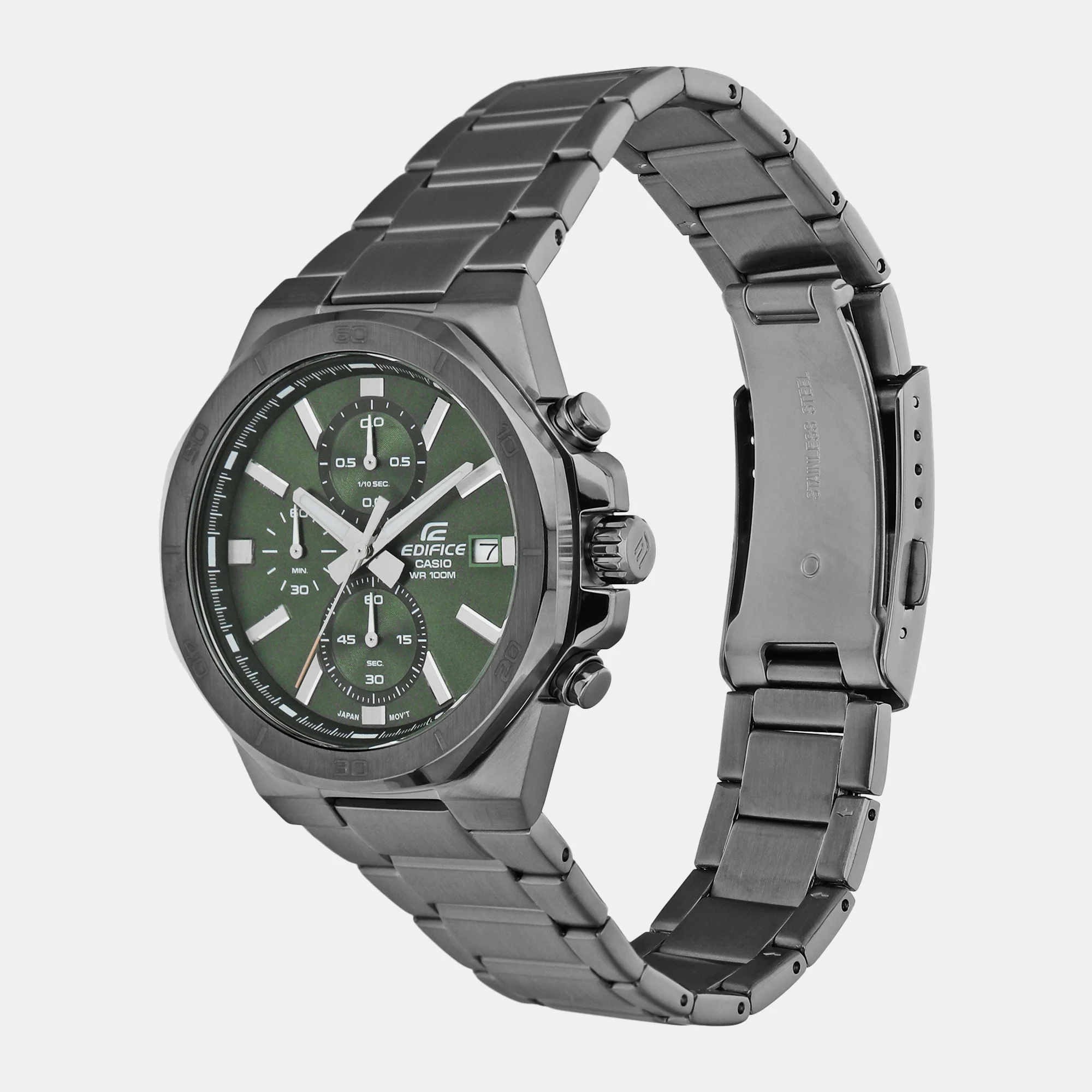 Edifice Men Quartz Green Dial Chronograph Stainless Steel Watch ED586 - Image 3