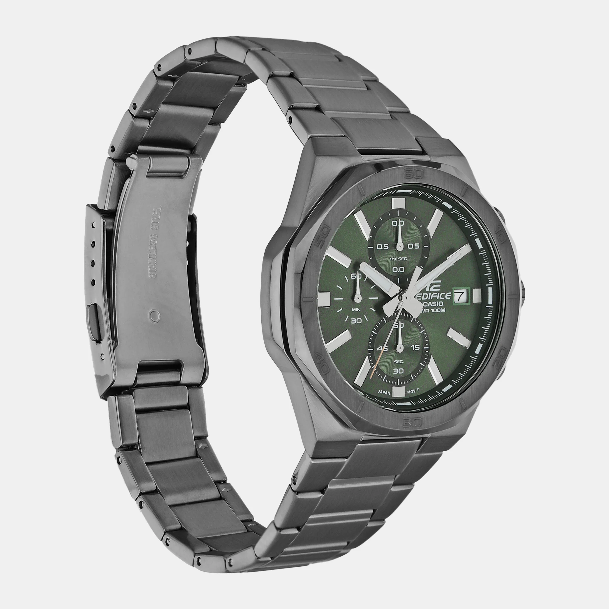 Edifice Men Quartz Green Dial Chronograph Stainless Steel Watch ED586 - Image 4