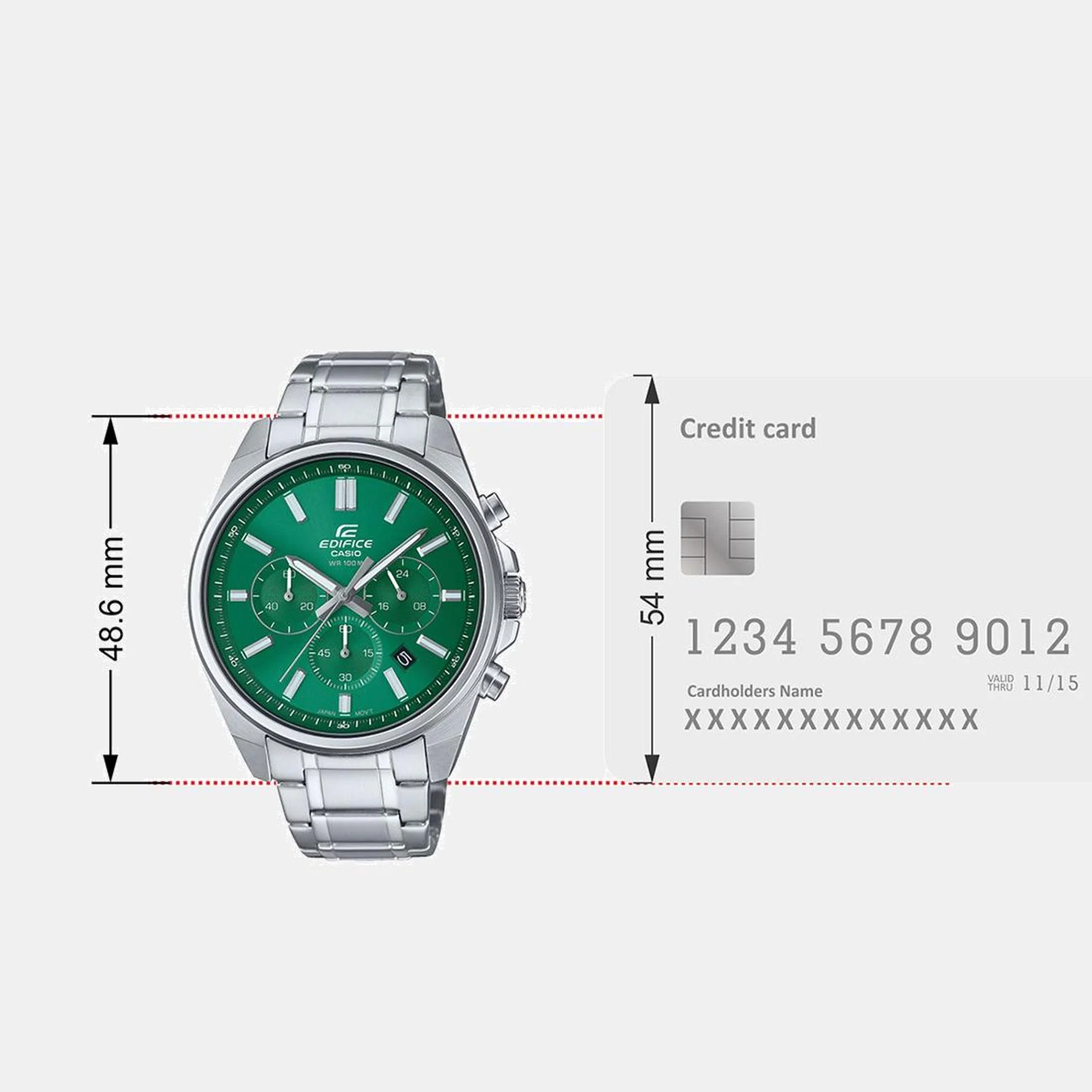Edifice Men Quartz Green Dial Chronograph Stainless Steel Watch ED598 - Image 9