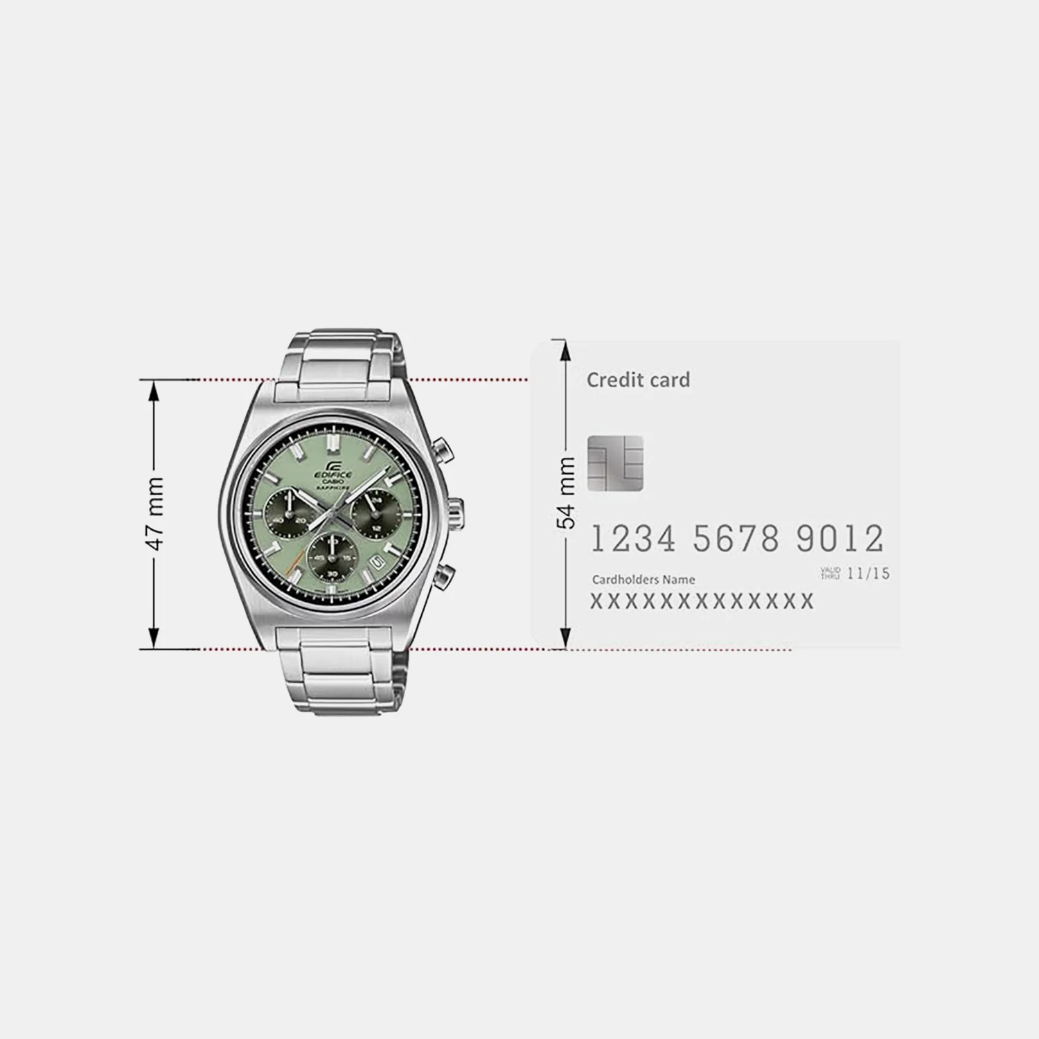 Edifice Men Quartz Green Dial Chronograph Stainless Steel Watch EFB-730D-3AVUDF ED689 - Image 7